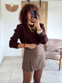Jupe-short Sixtine - Carreaux chocolat