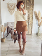 Jupe-short Léonie – Suédine Camel