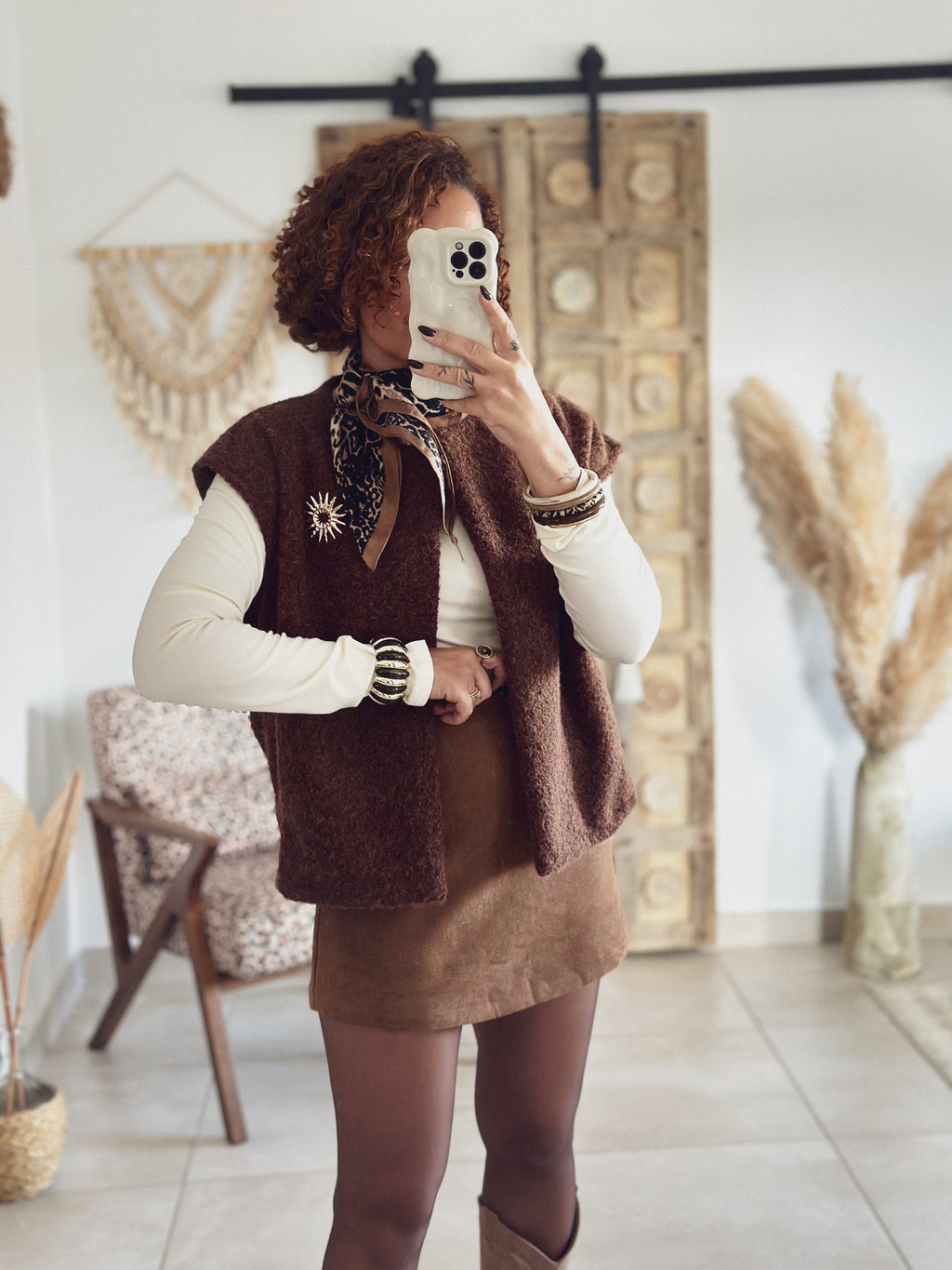 Jupe-short Léonie – Suédine Camel