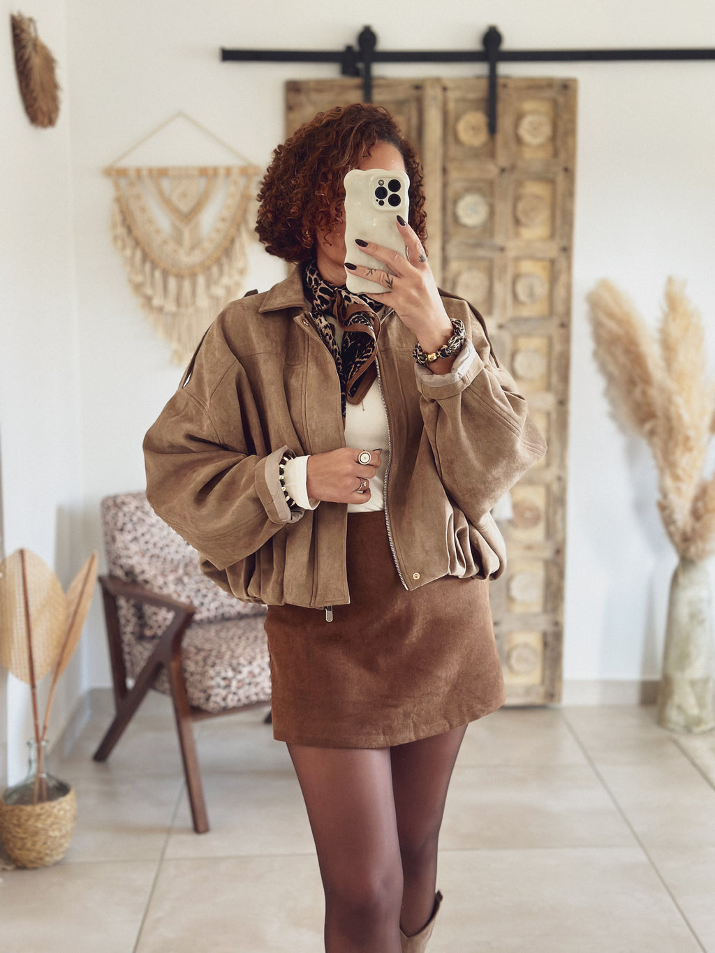 Jupe-short Léonie – Suédine Camel