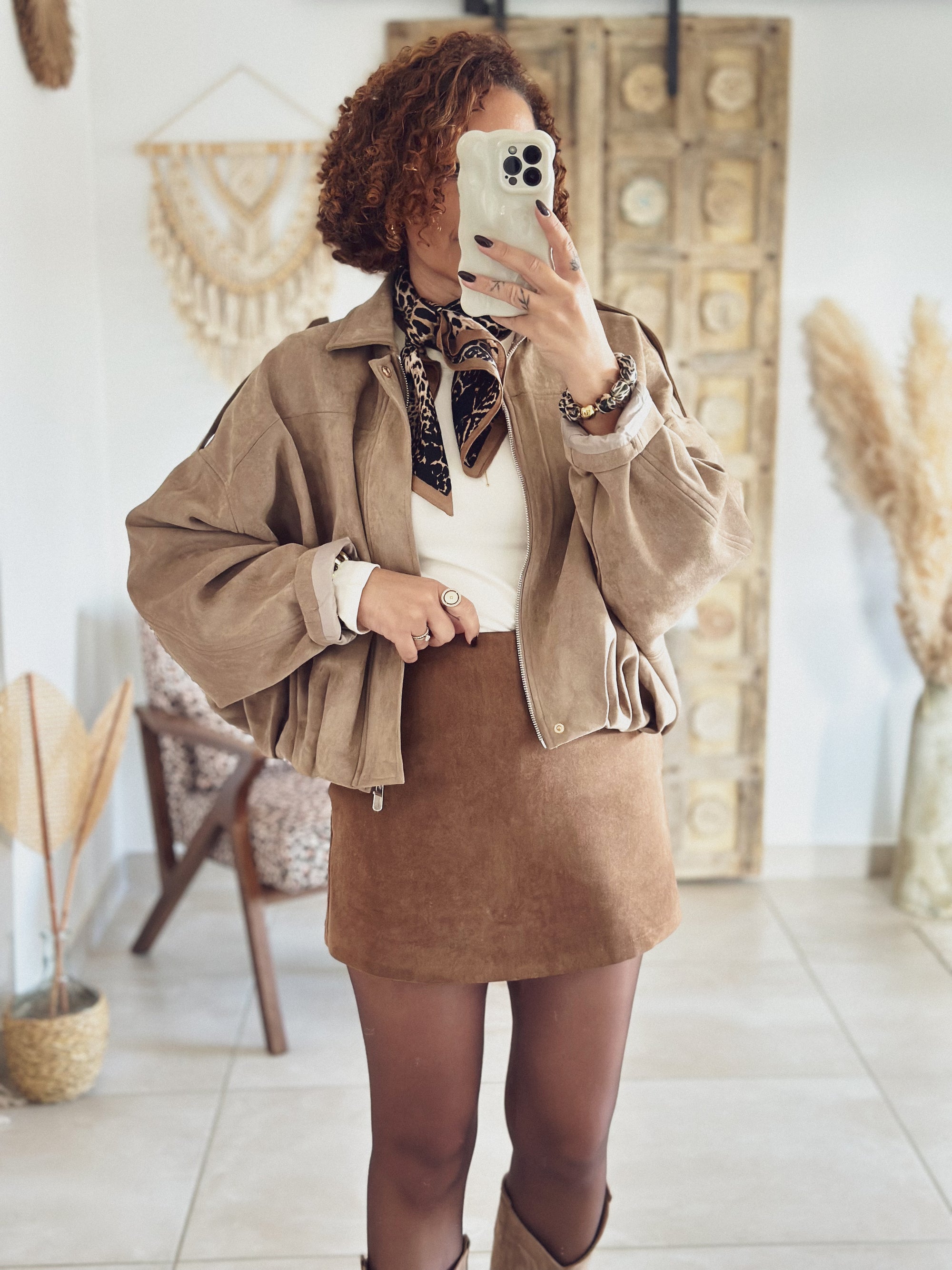 Jupe-short Léonie – Suédine Camel