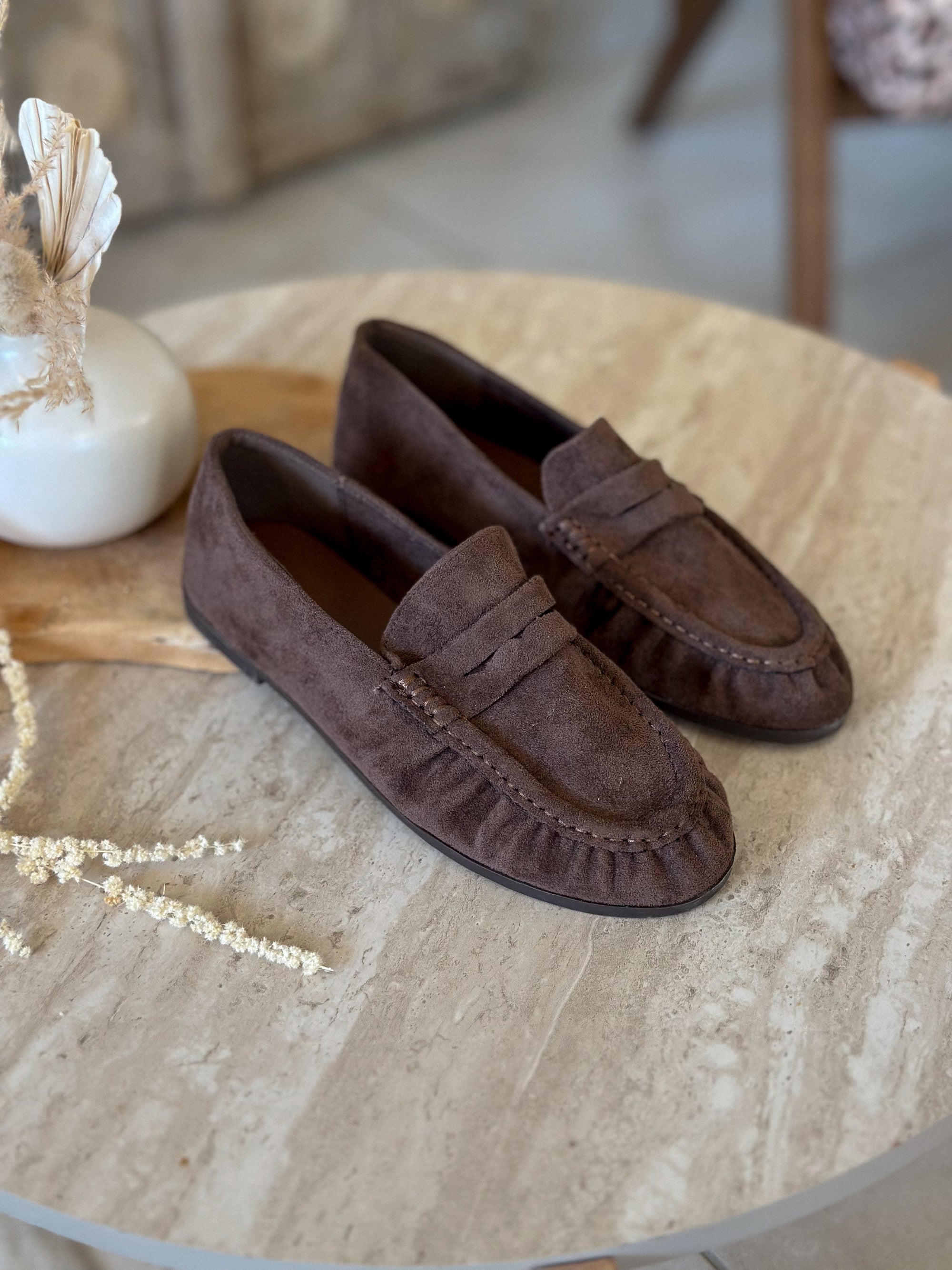 Mocassins Dan - Suédine chocolat