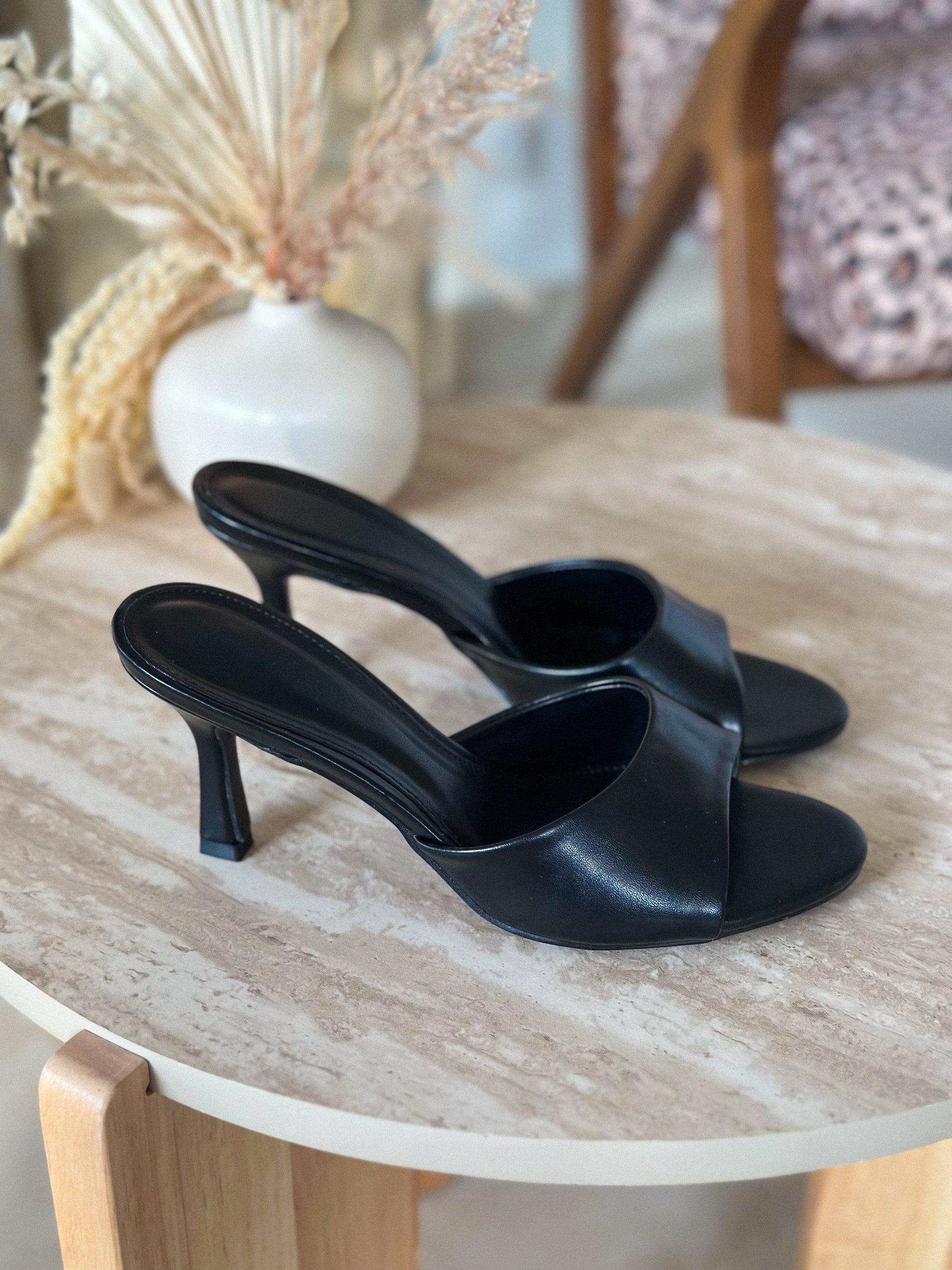 Mules Mandy - Noir à talons