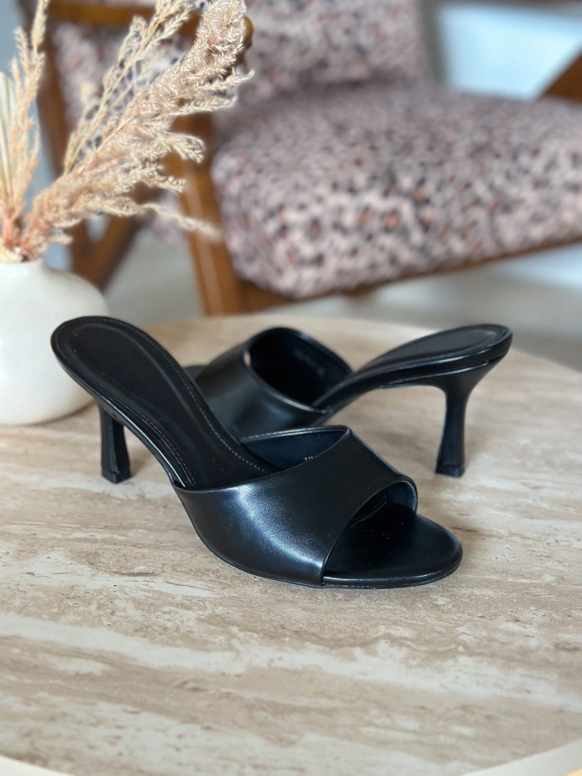 Mules Mandy - Noir à talons