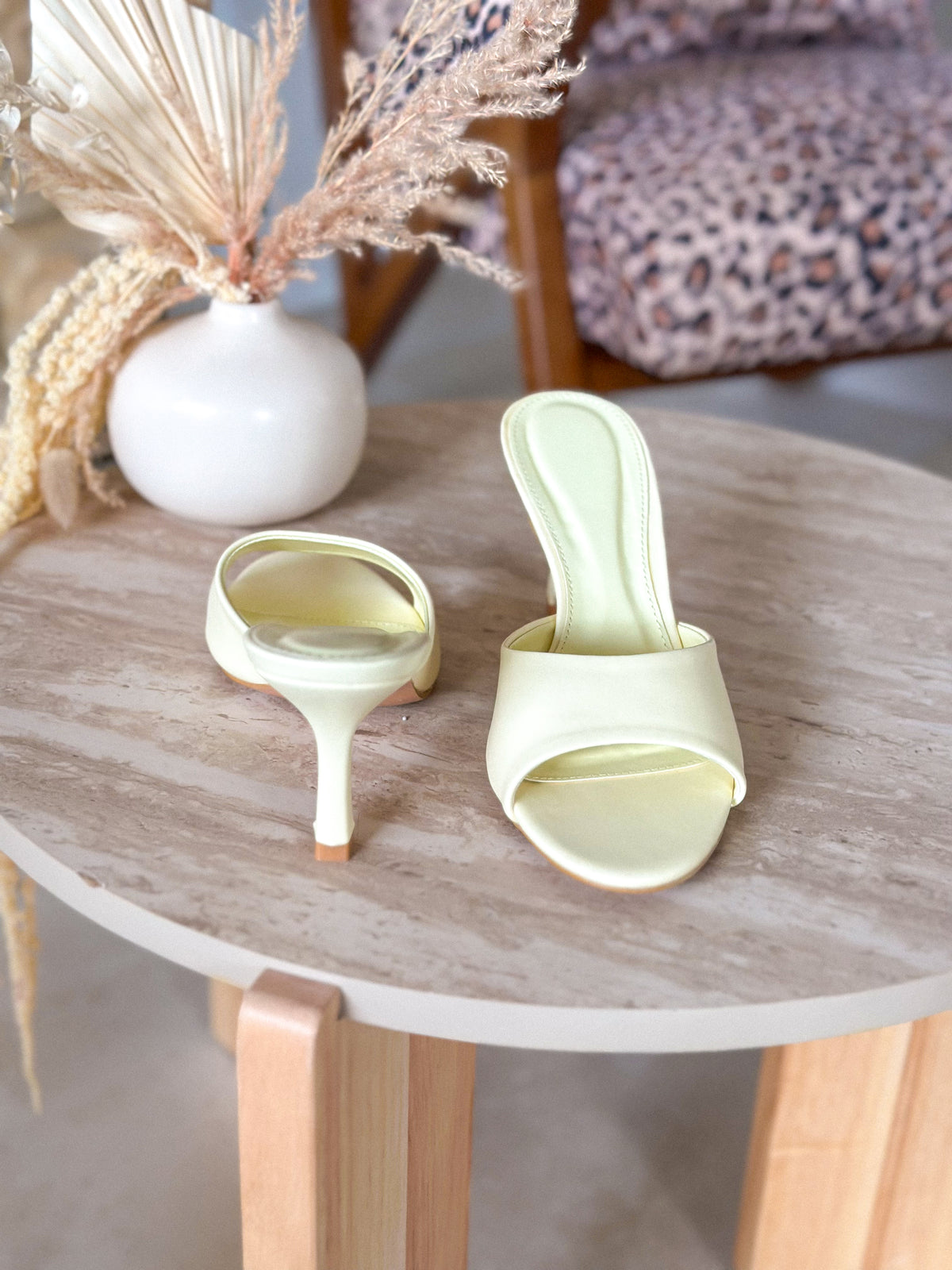 Sunny Mules - light yellow with heels