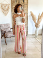 Pantalon Cara - Rayé rose
