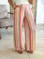 Pantalon Cara - Rayé rose