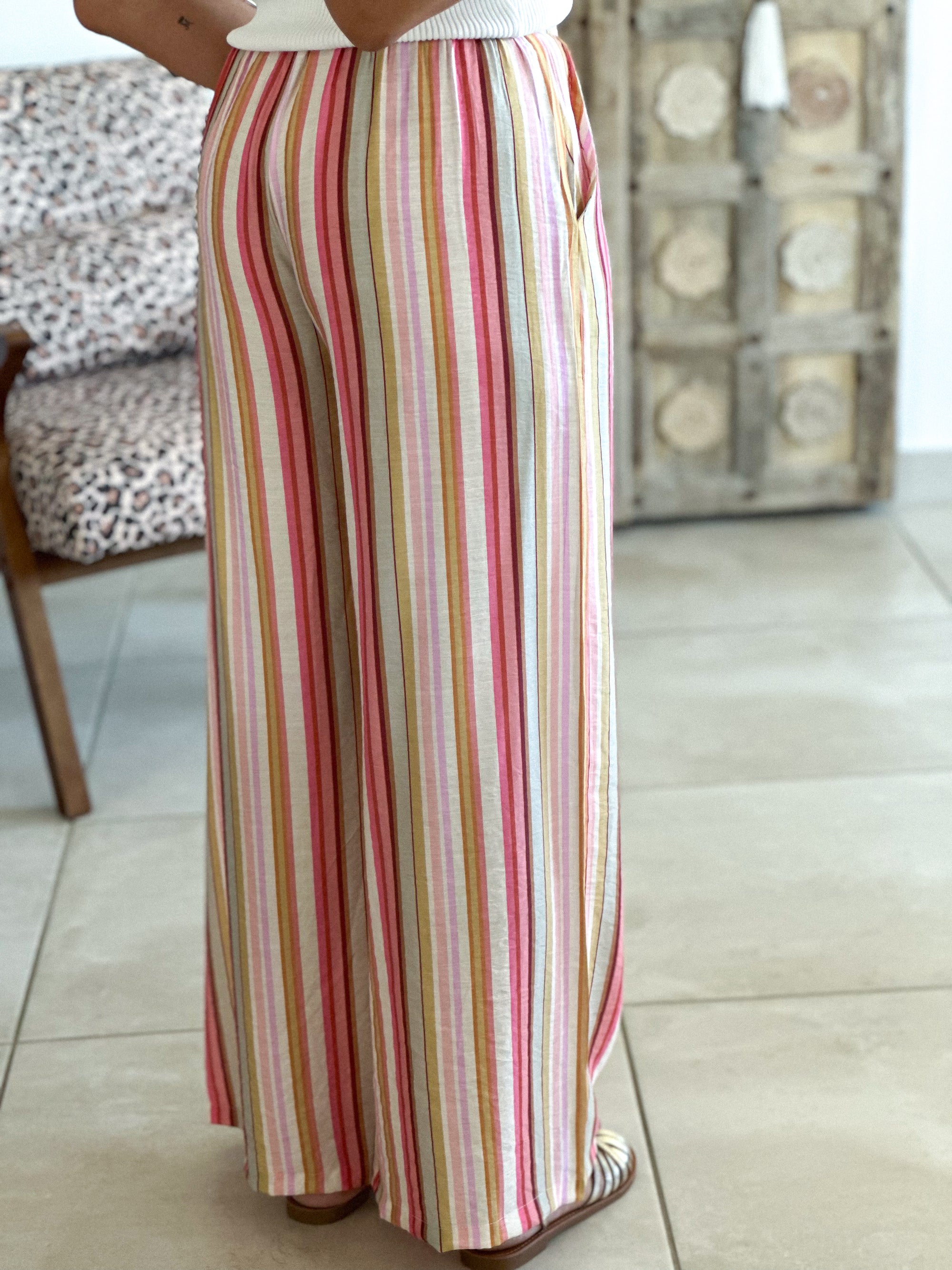 Pantalon Cara - Rayé rose