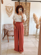 Pantalon Val - Fluide terracotta