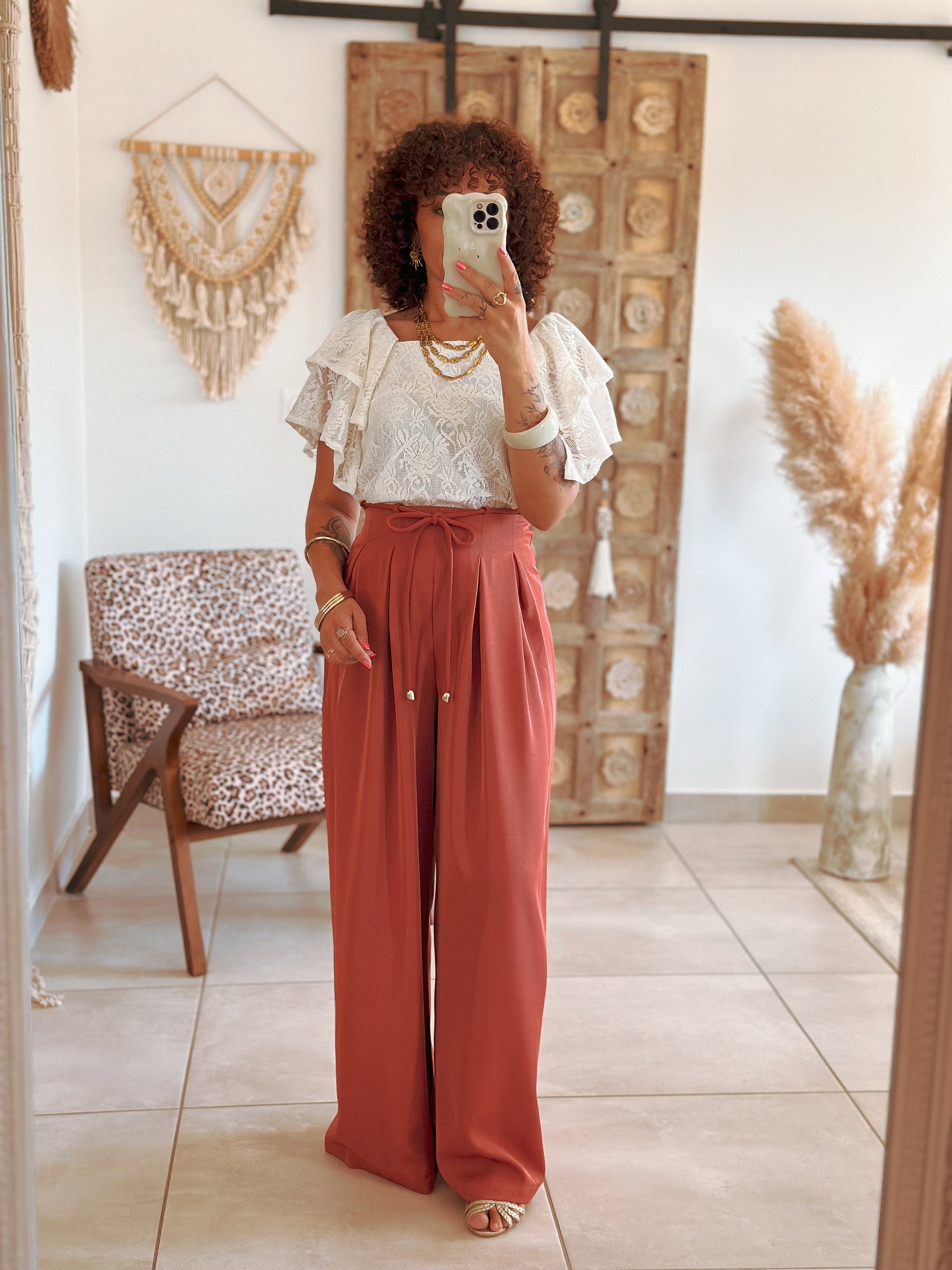 Pantalon Val - Fluide terracotta
