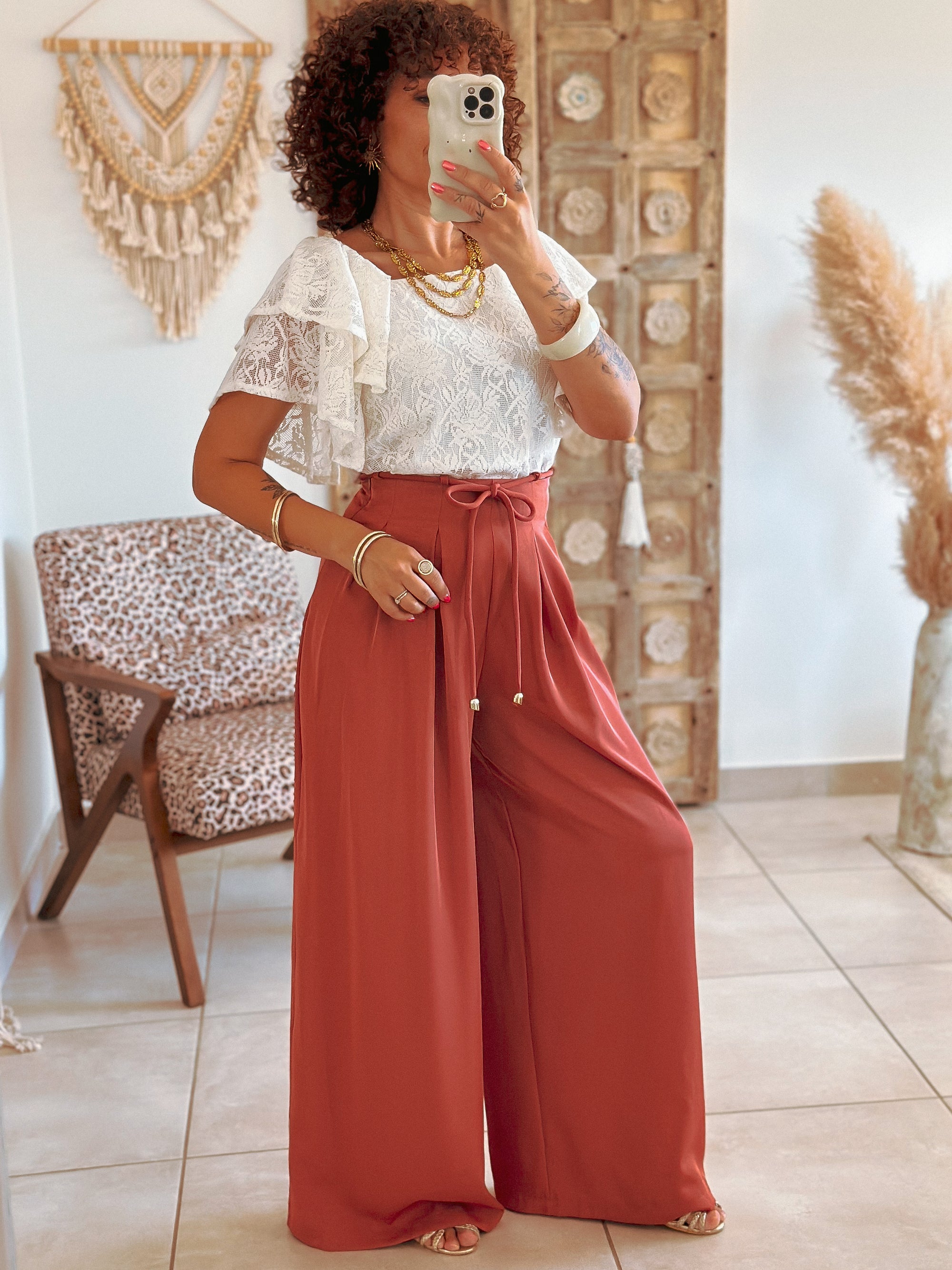 Pantalon Val - Fluide terracotta