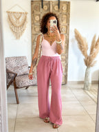 Pantalon Ibiza - Gaze de coton rose
