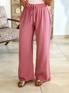 Pantalon Ibiza - Gaze de coton rose