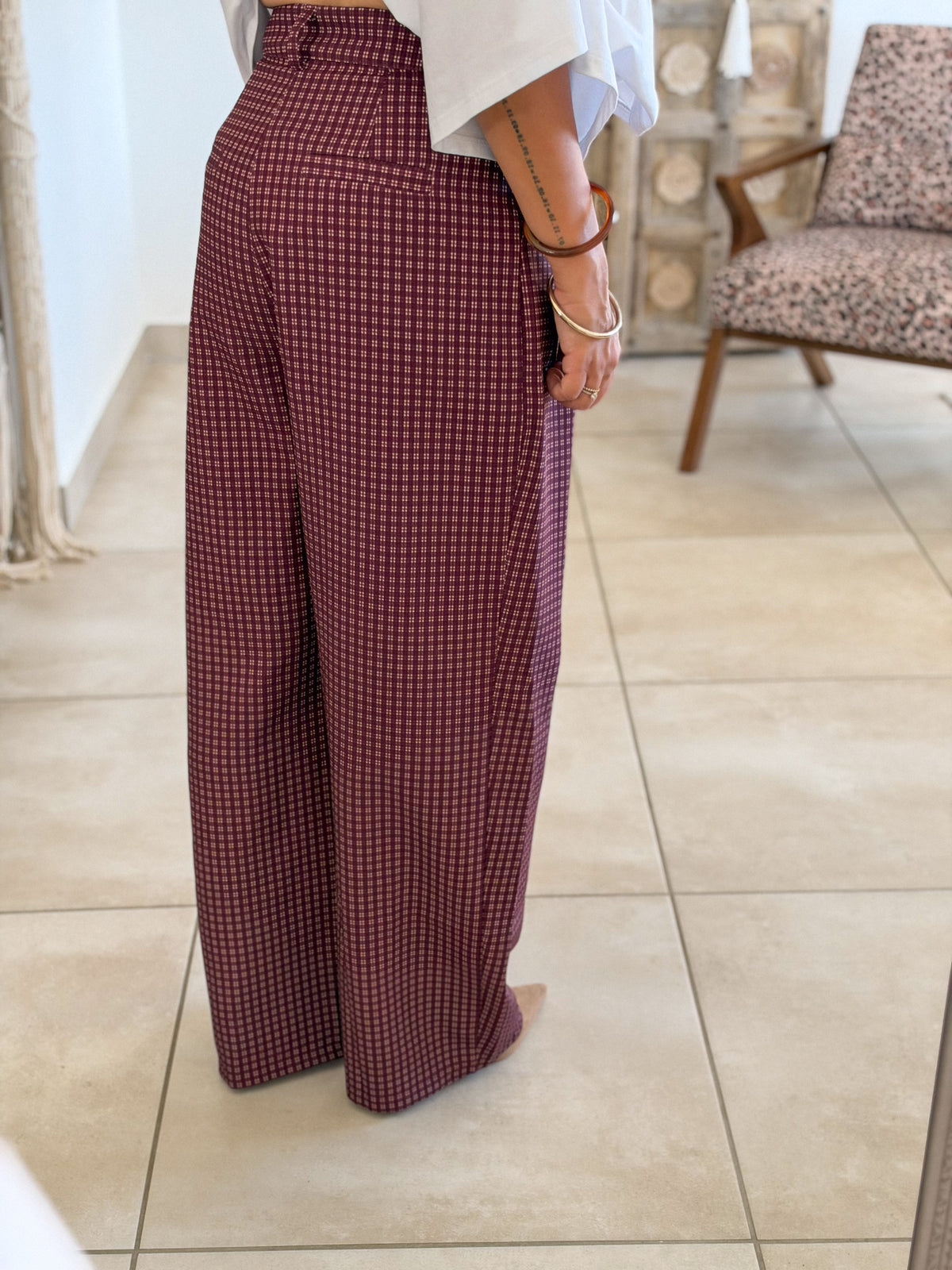 Pantalon Jessie – Carreaux bordeaux