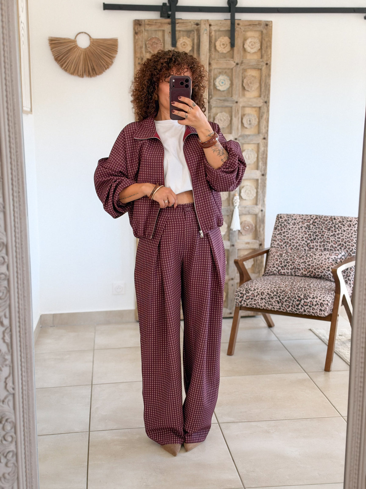 Pantalon Jessie – Carreaux bordeaux