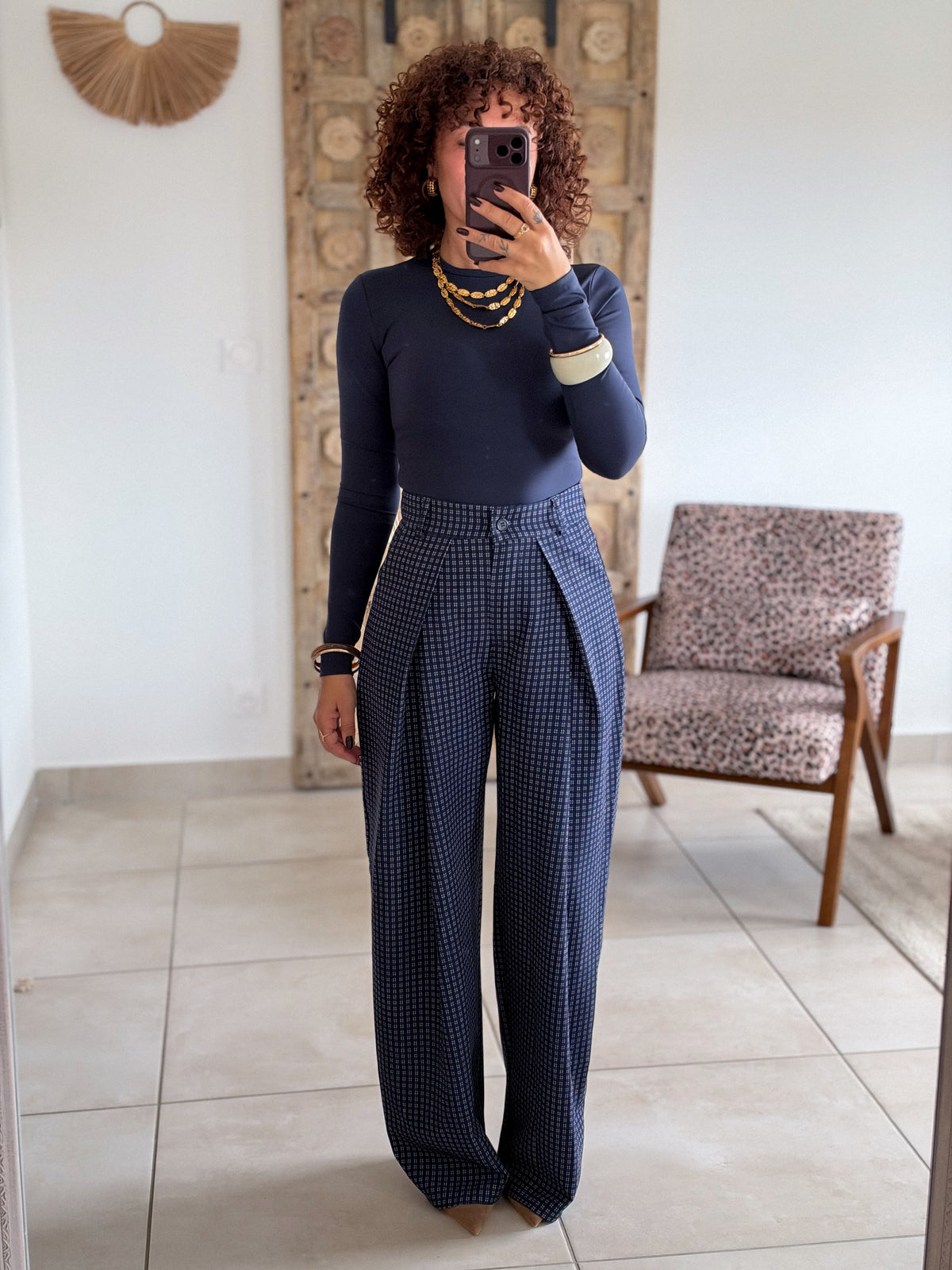 Pantalon Jessie - Carreaux marine