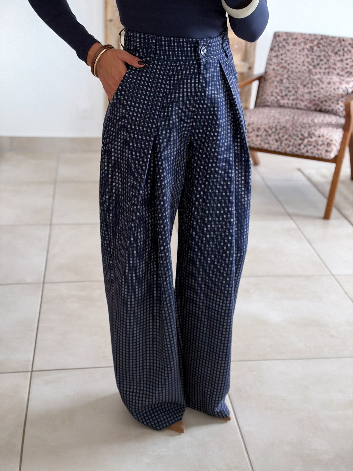 Pantalon Jessie - Carreaux marine