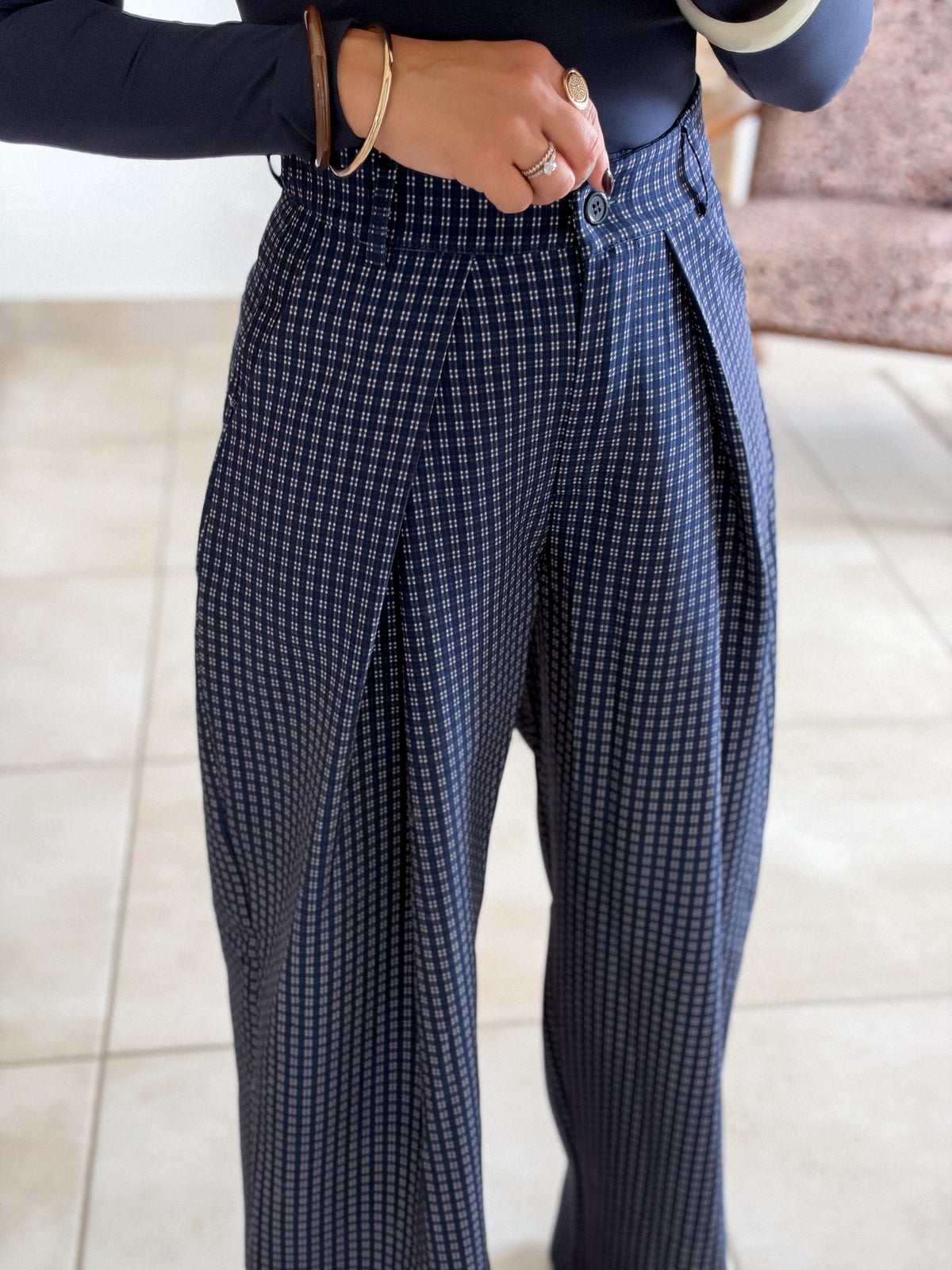 Pantalon Jessie - Carreaux marine