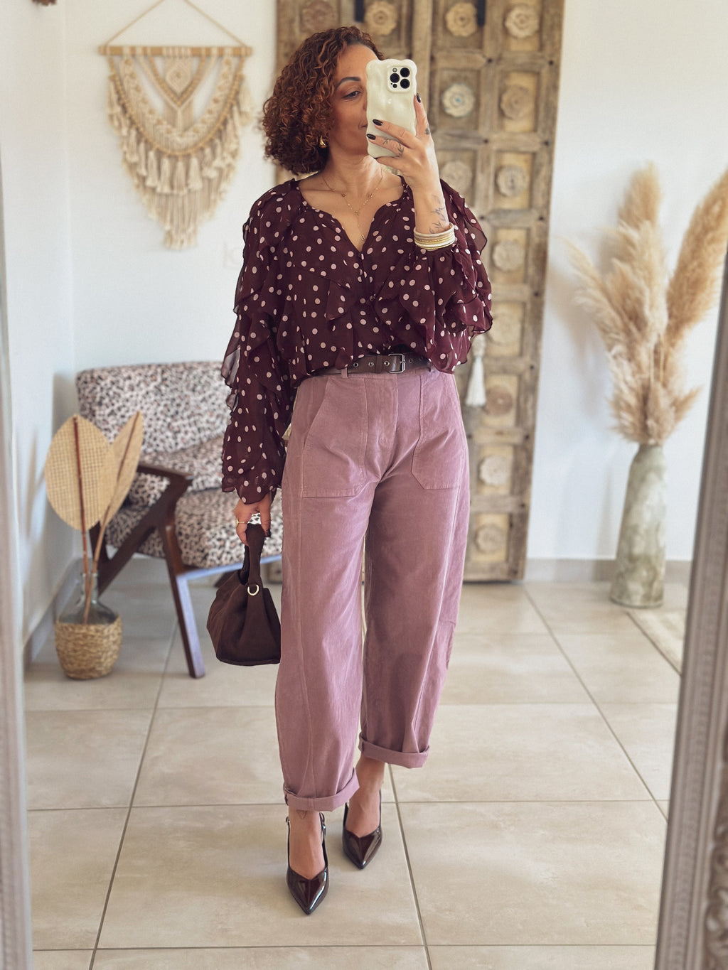 Pantalon Kaly – Velours Rose