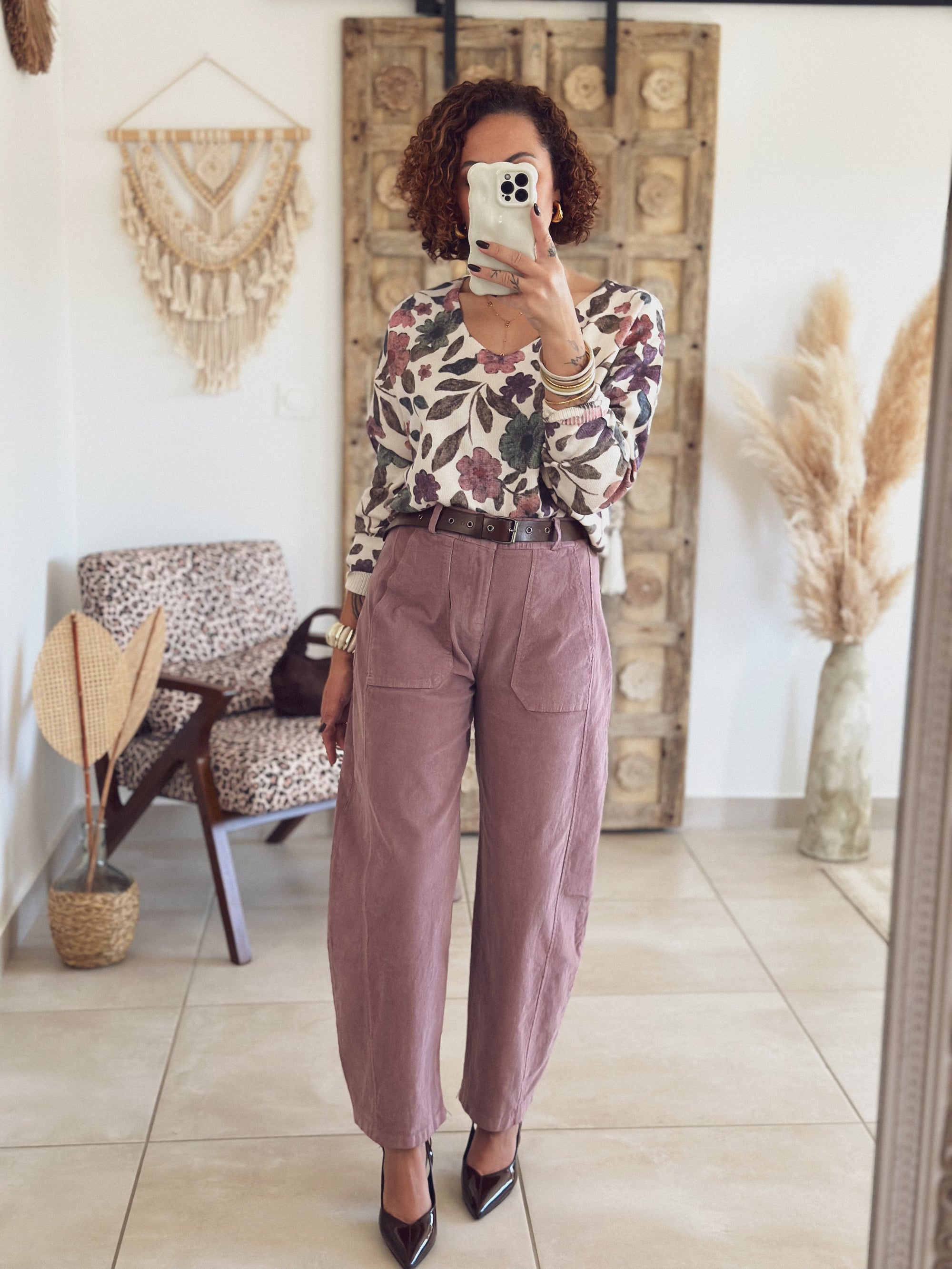 Pantalon Kaly – Velours Rose