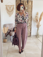 Pantalon Kaly – Velours Rose