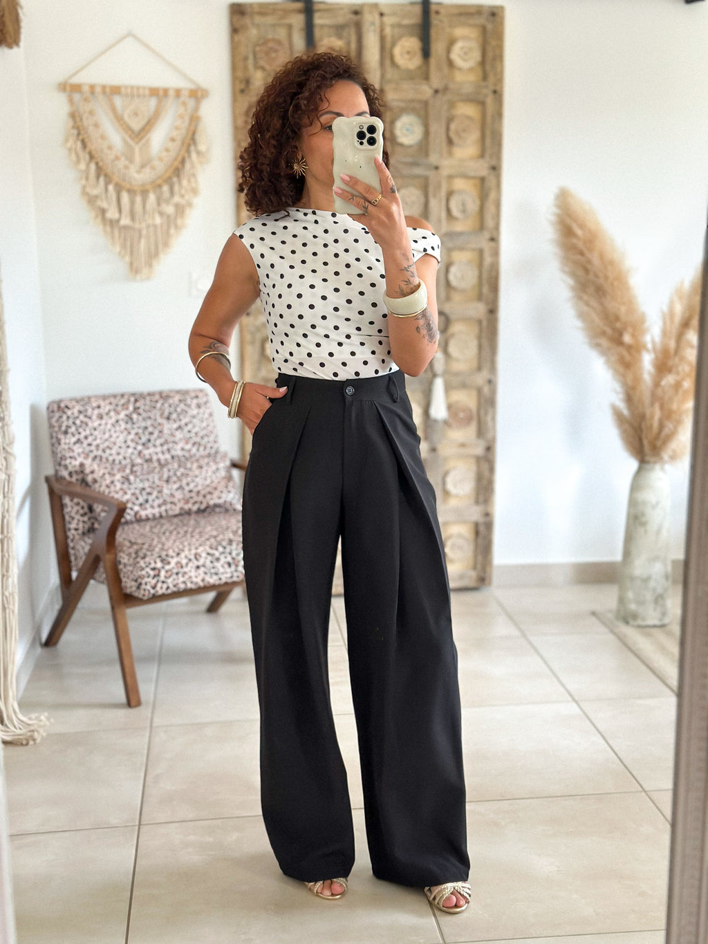 Pantalon Jess - large à pince noir