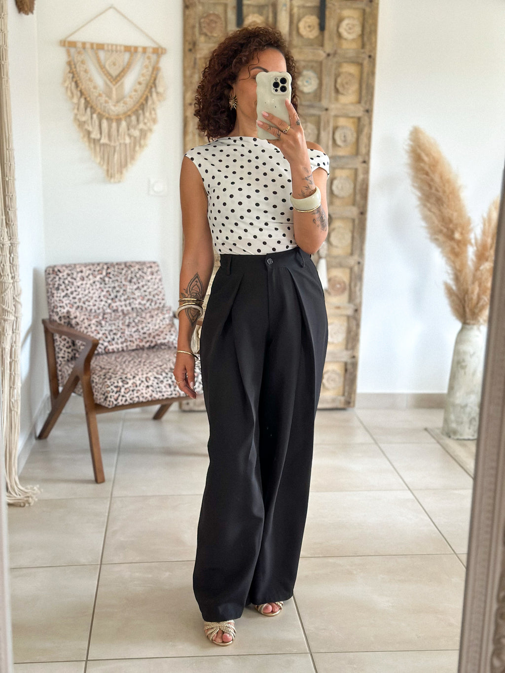 Pantalon Jess - large à pince noir
