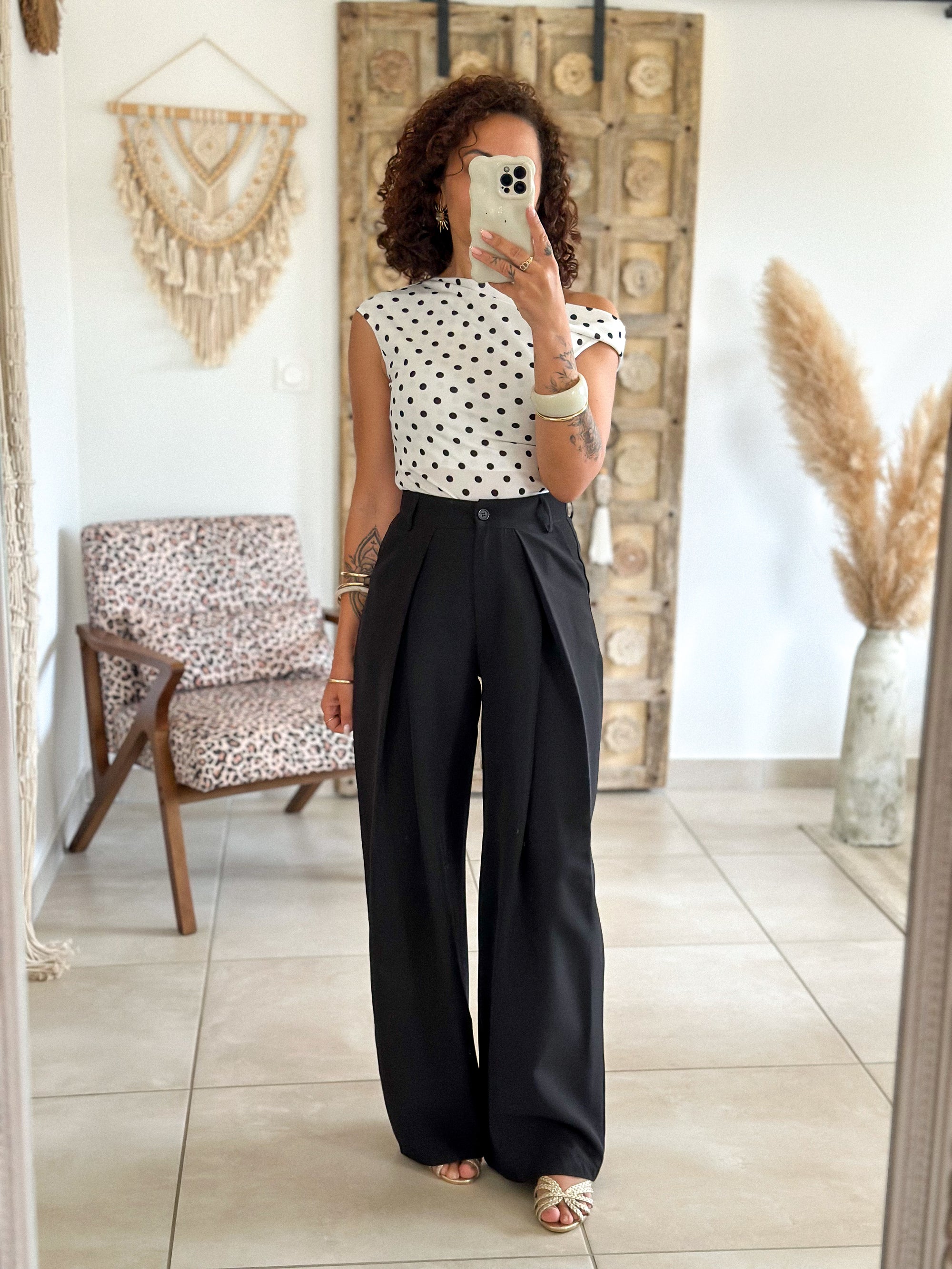Pantalon Jess - large à pince noir