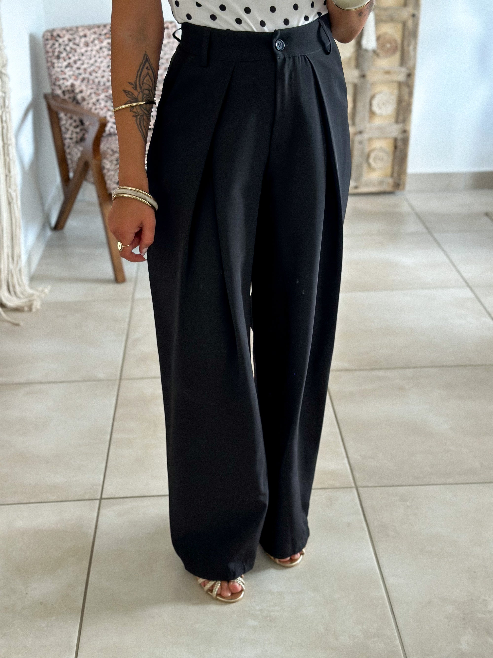 Pantalon Jess - large à pince noir