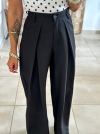 Jess Trousers - Black wide-leg with pleats