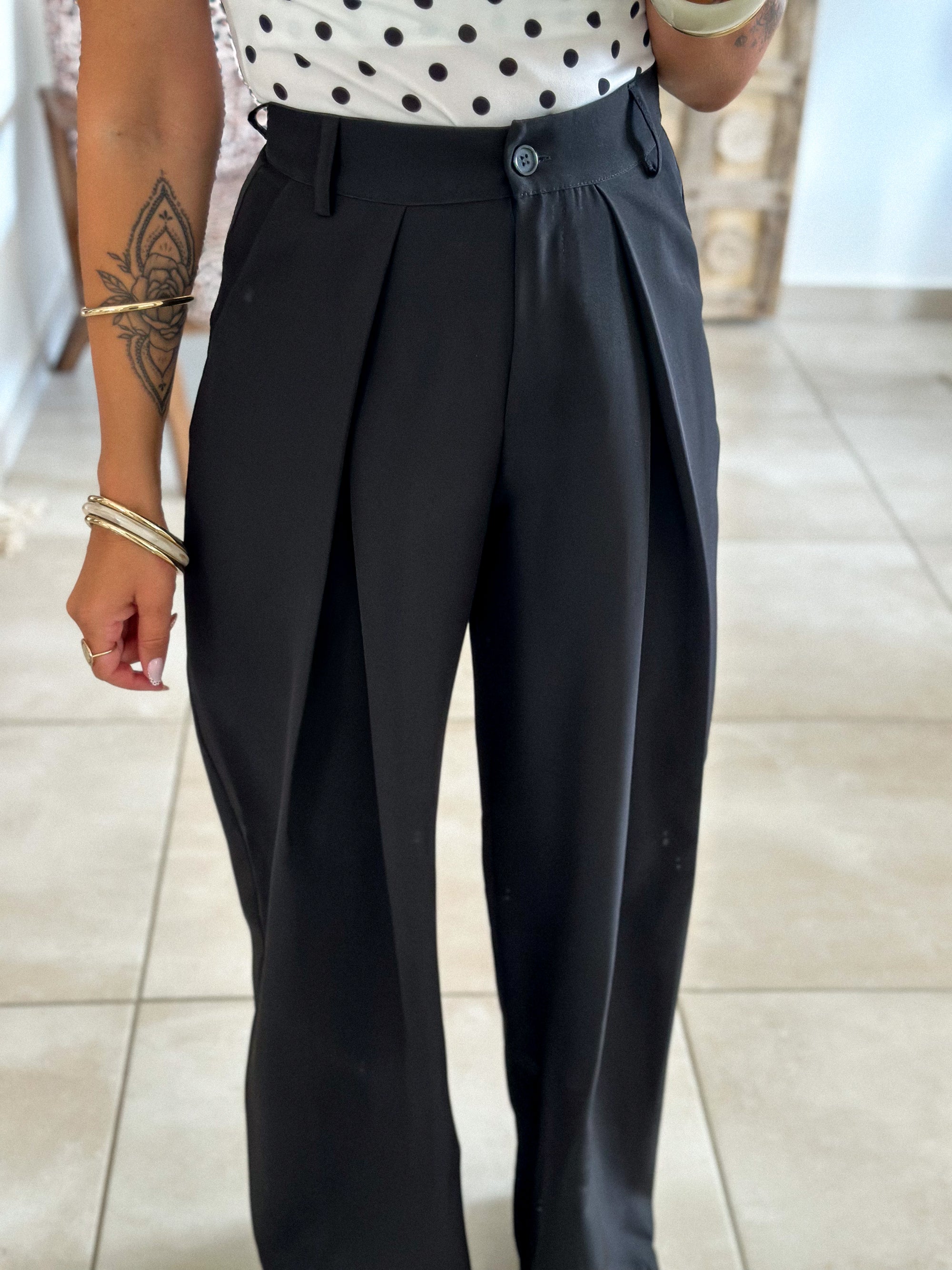 Pantalon Jess - large à pince noir