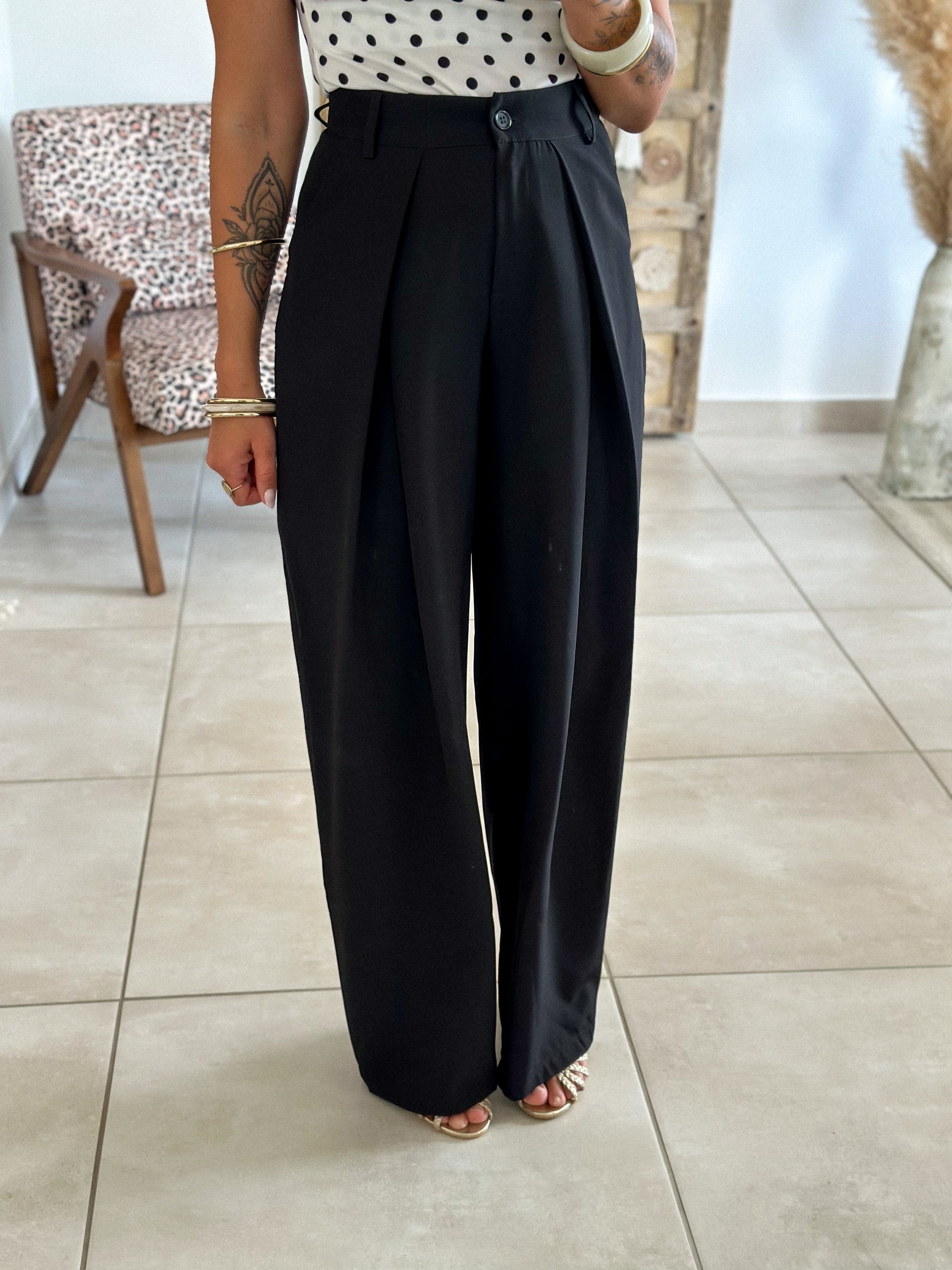 Pantalon Jess - large à pince noir