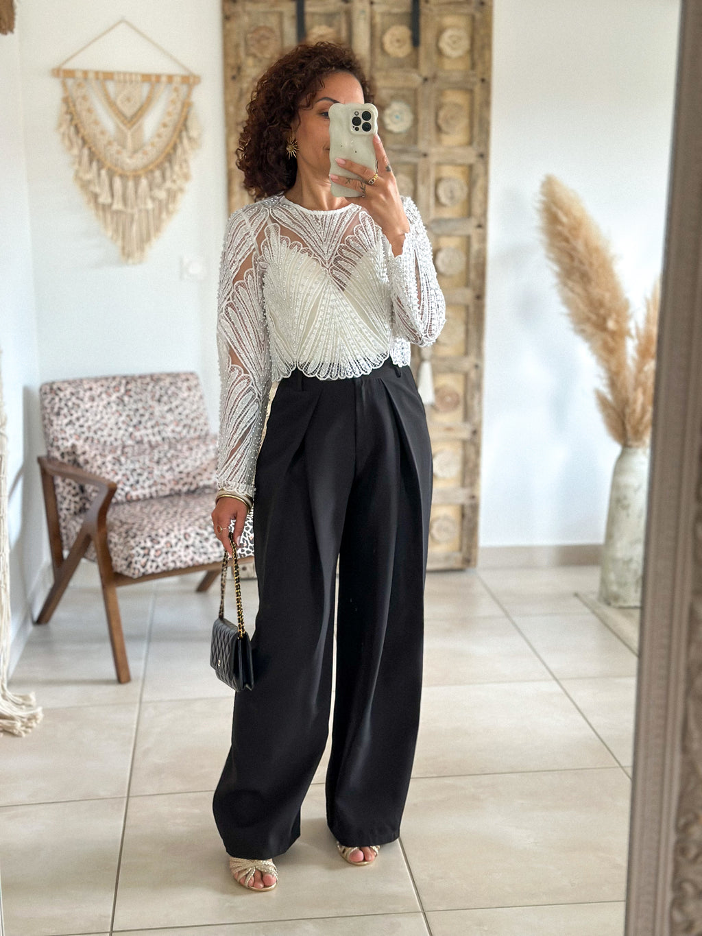 Pantalon Jess - large à pince noir