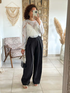 Pantalon Jess - large à pince noir