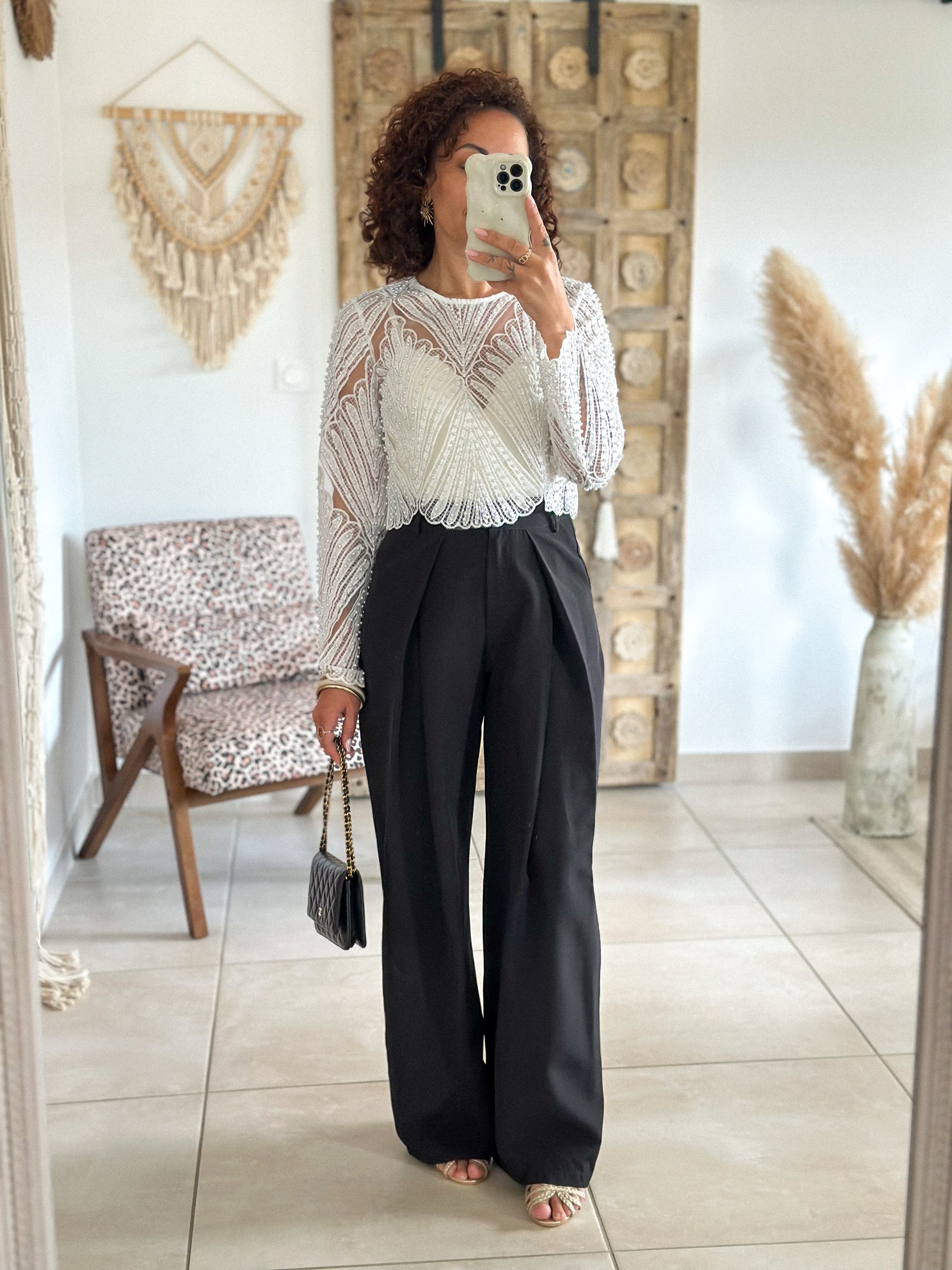 Pantalon Jess - large à pince noir