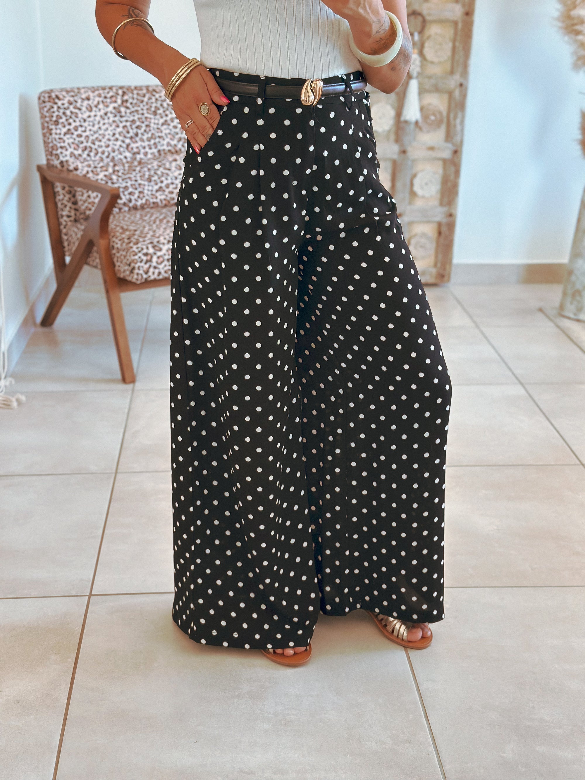 Pantalon Garrett - Noir à pois