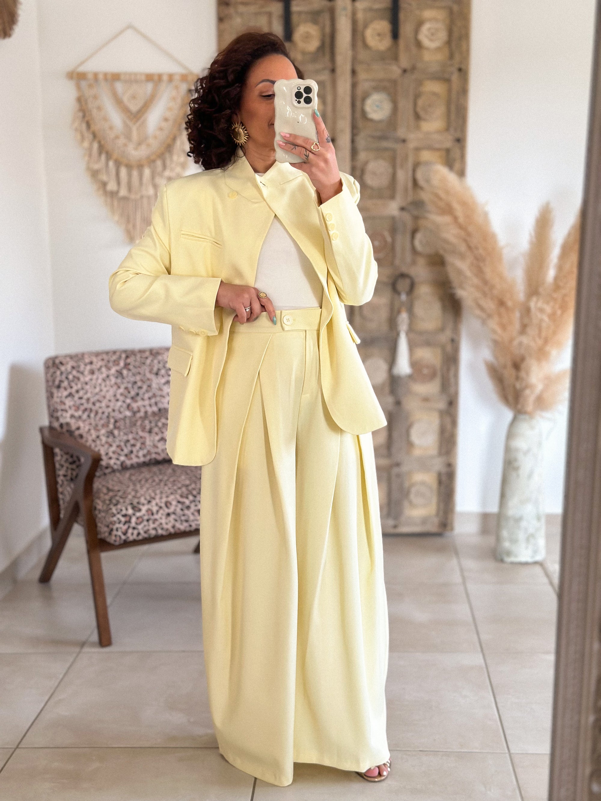 Pantalon Chella - Large à pince jaune