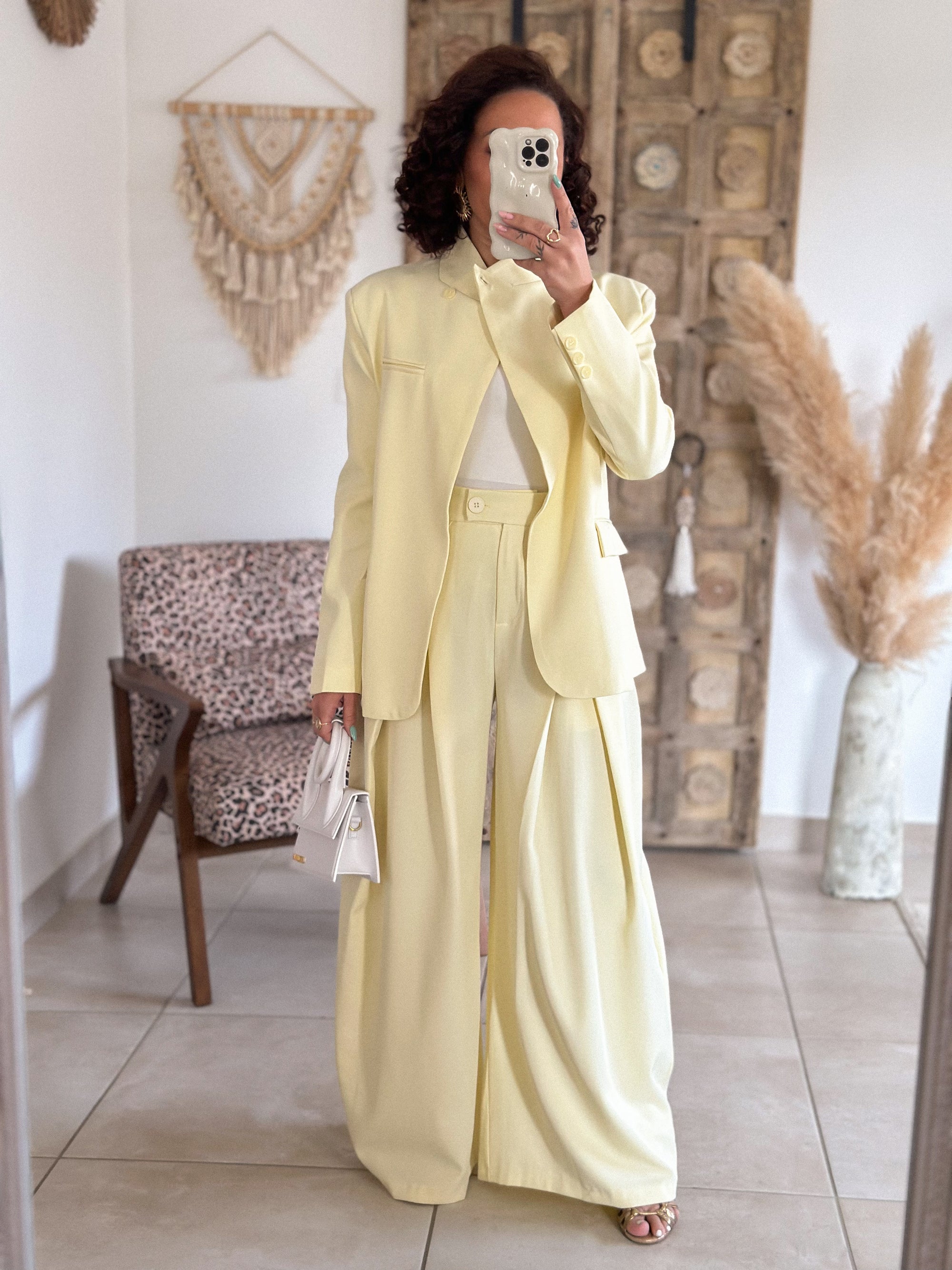 Pantalon Chella - Large à pince jaune