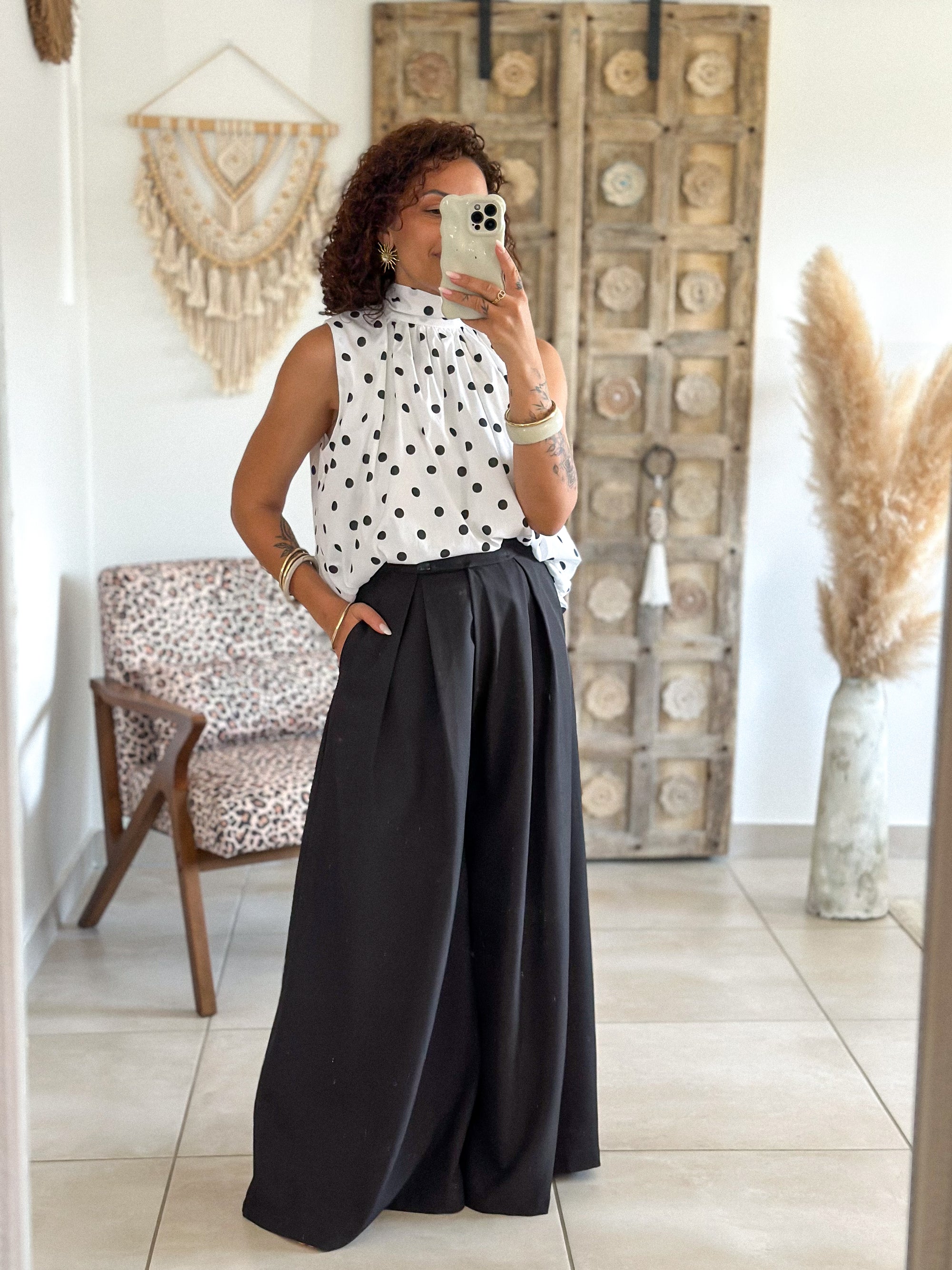 Pantalon Parfait - Palazzo à scratch noir