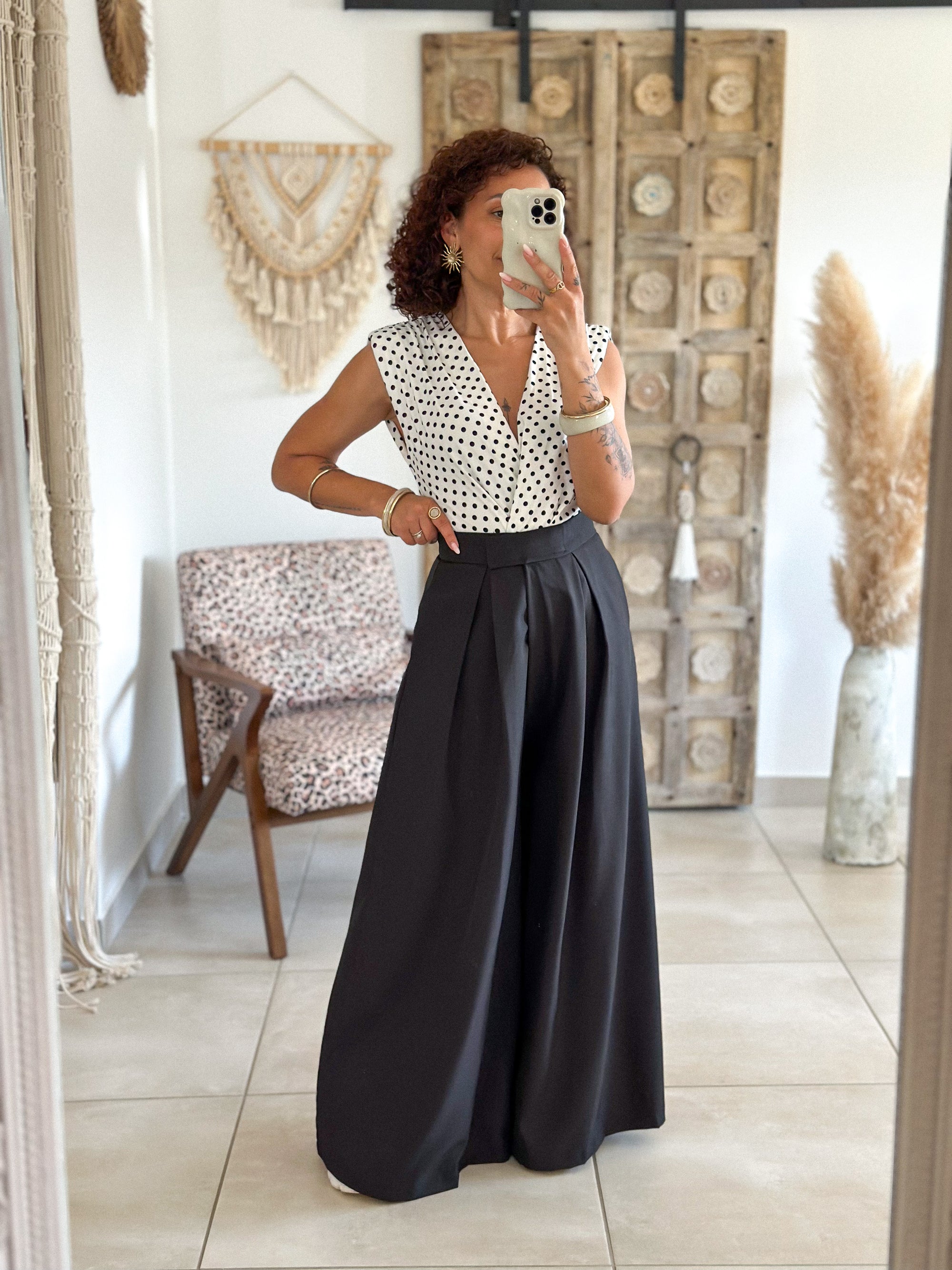 Pantalon Parfait - Palazzo à scratch noir