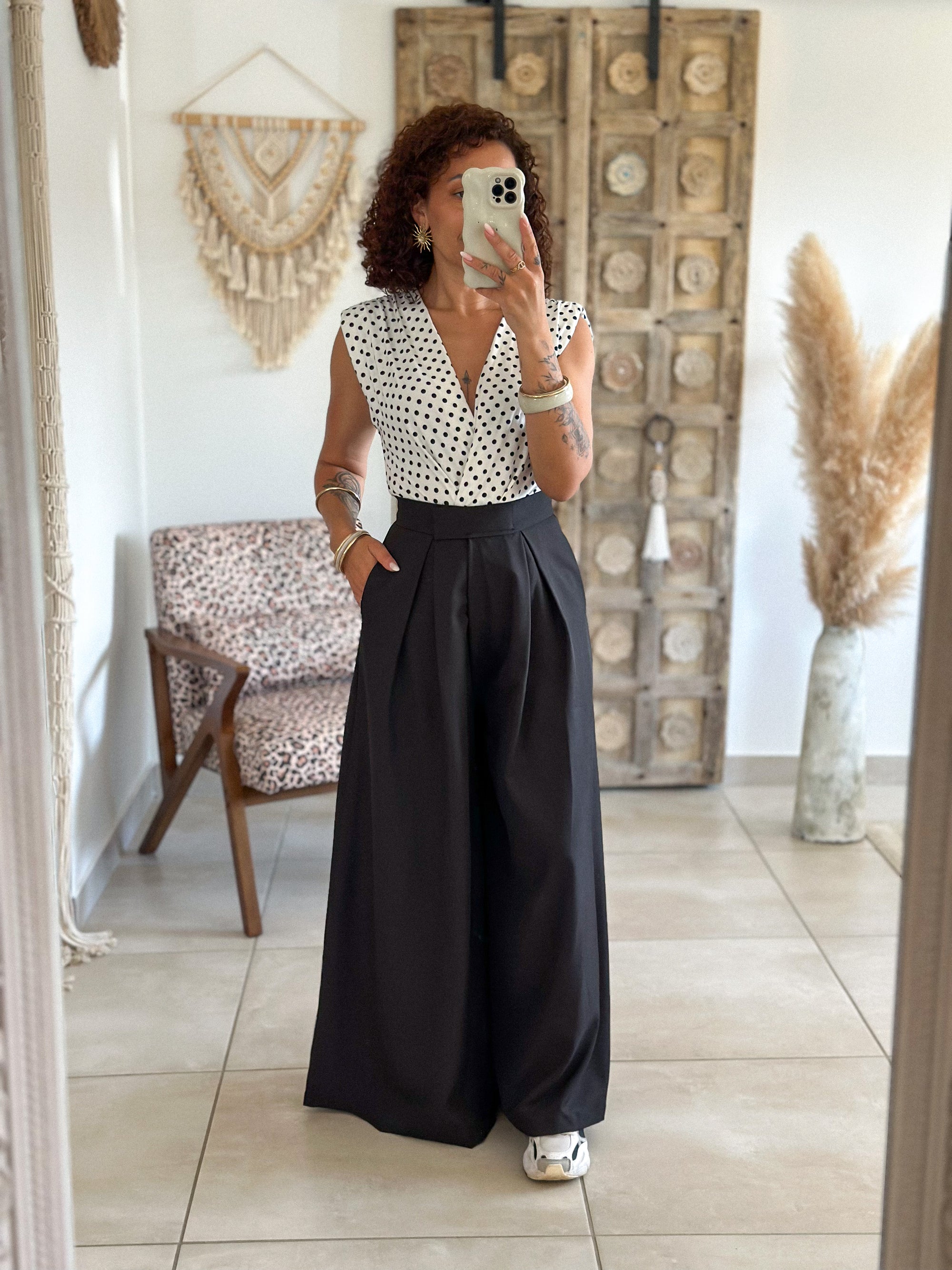 Pantalon Parfait - Palazzo à scratch noir
