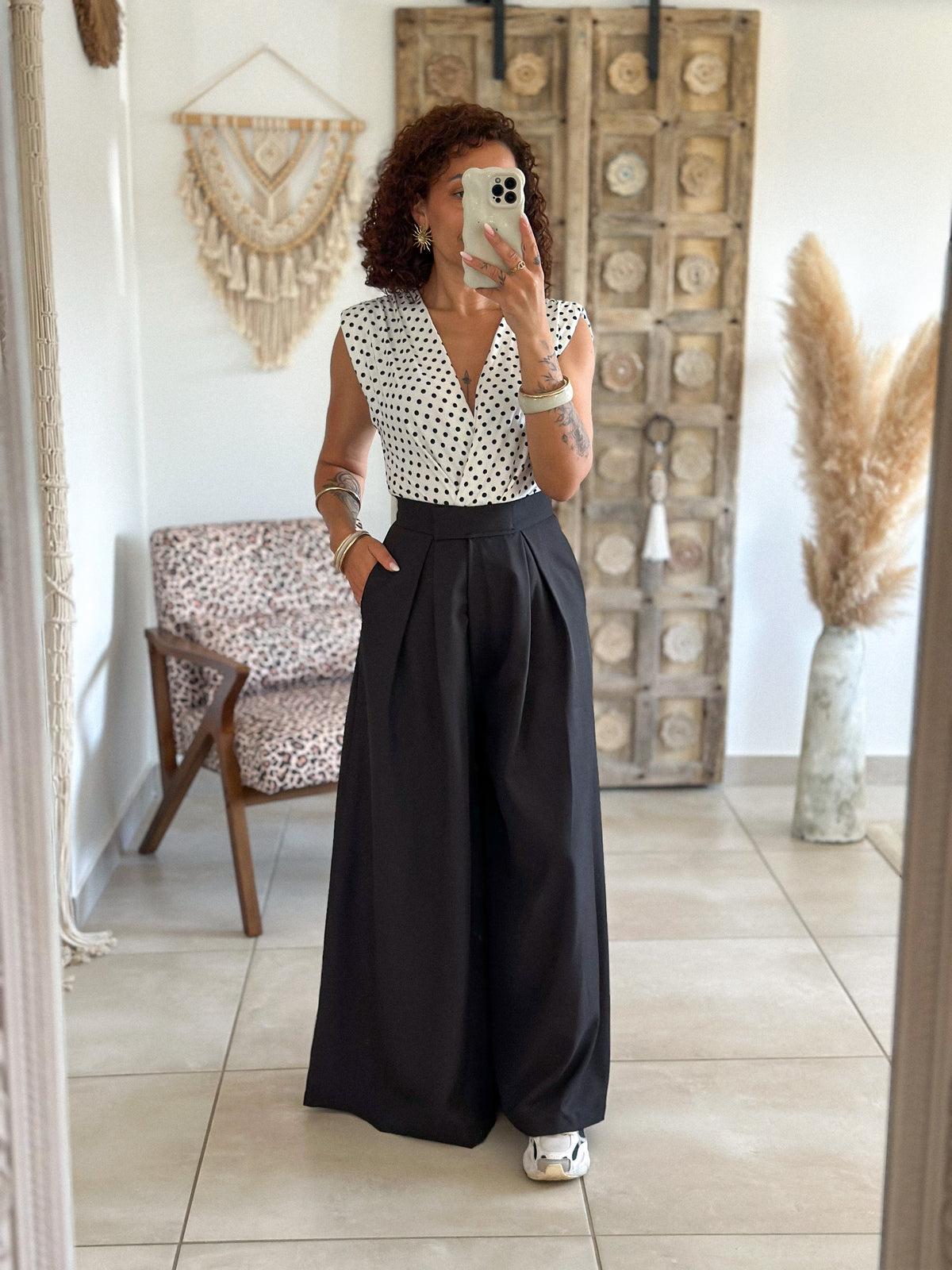 Pantalon Parfait - Palazzo à scratch noir