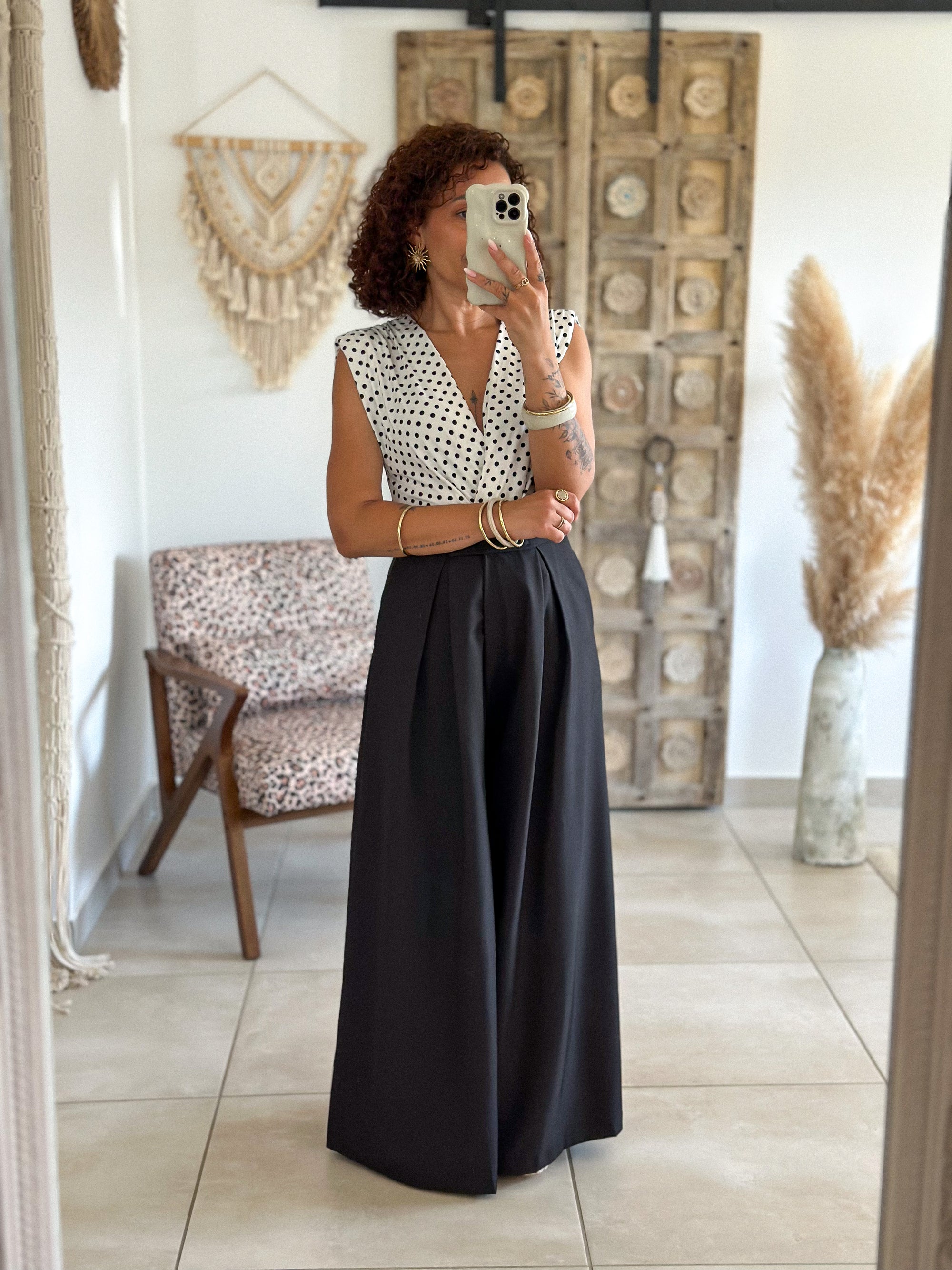 Pantalon Parfait - Palazzo à scratch noir