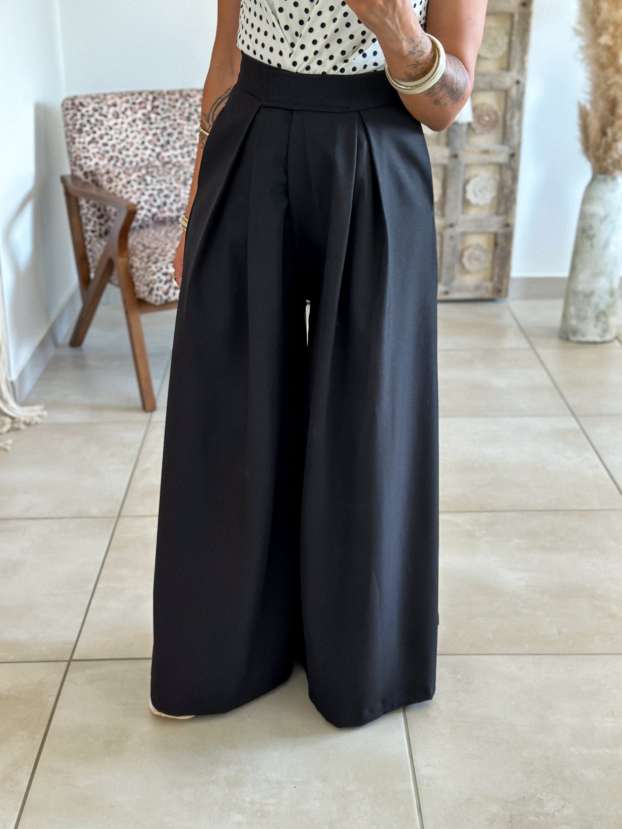 Pantalon Parfait - Palazzo à scratch noir