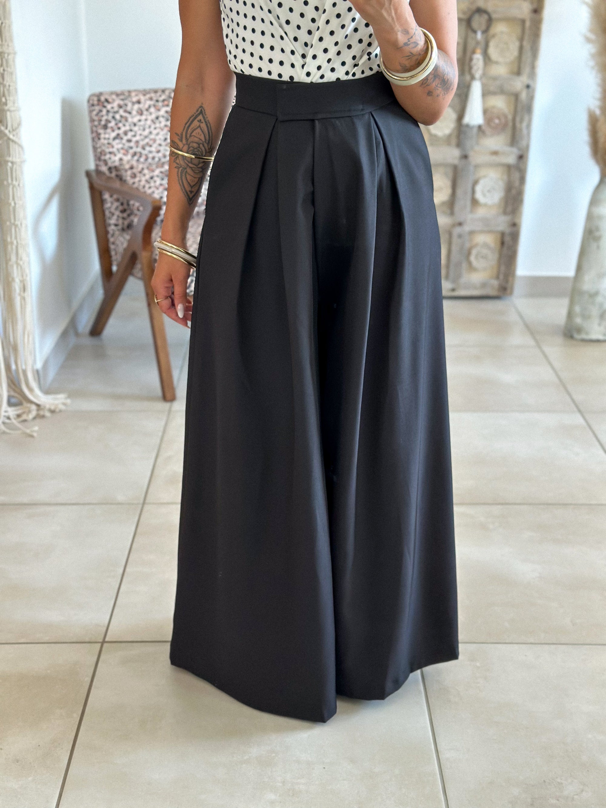 Pantalon Parfait - Palazzo à scratch noir