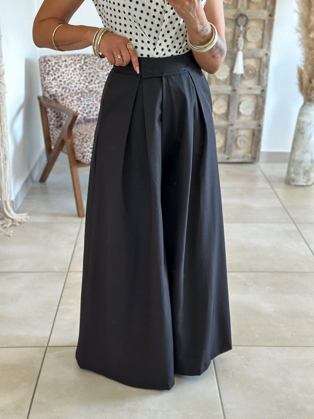 Pantalon Parfait - Palazzo à scratch noir