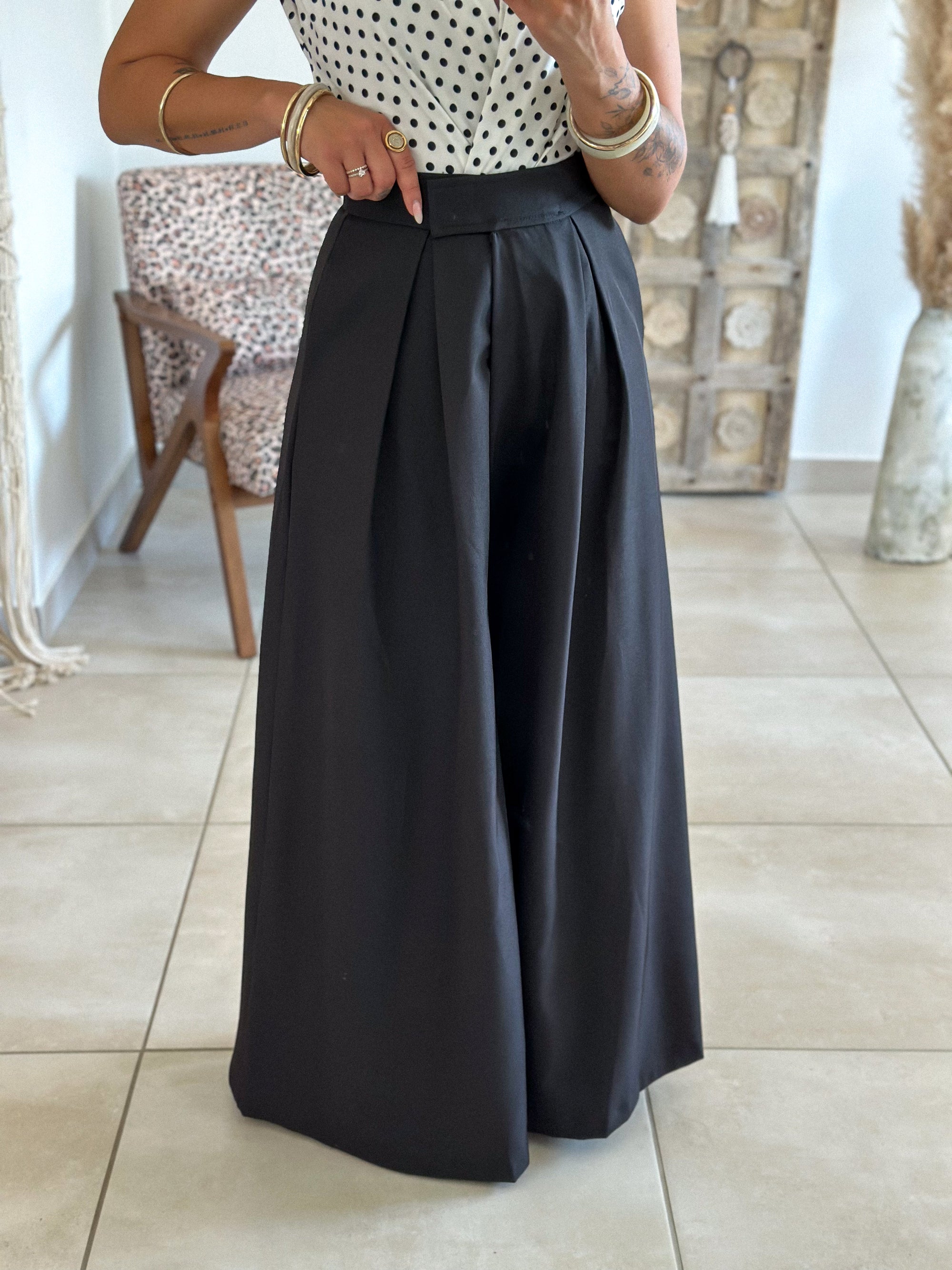 Pantalon Parfait - Palazzo à scratch noir