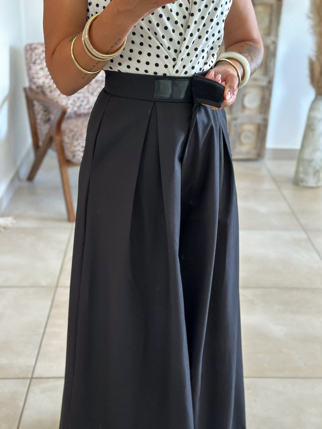 Pantalon Parfait - Palazzo à scratch noir