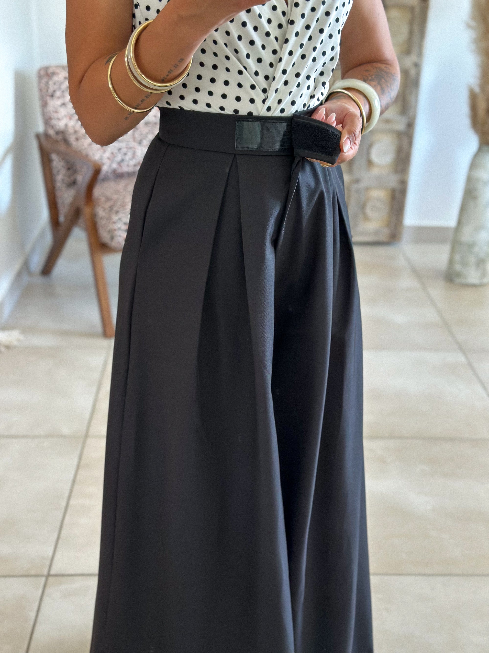 Pantalon Parfait - Palazzo à scratch noir