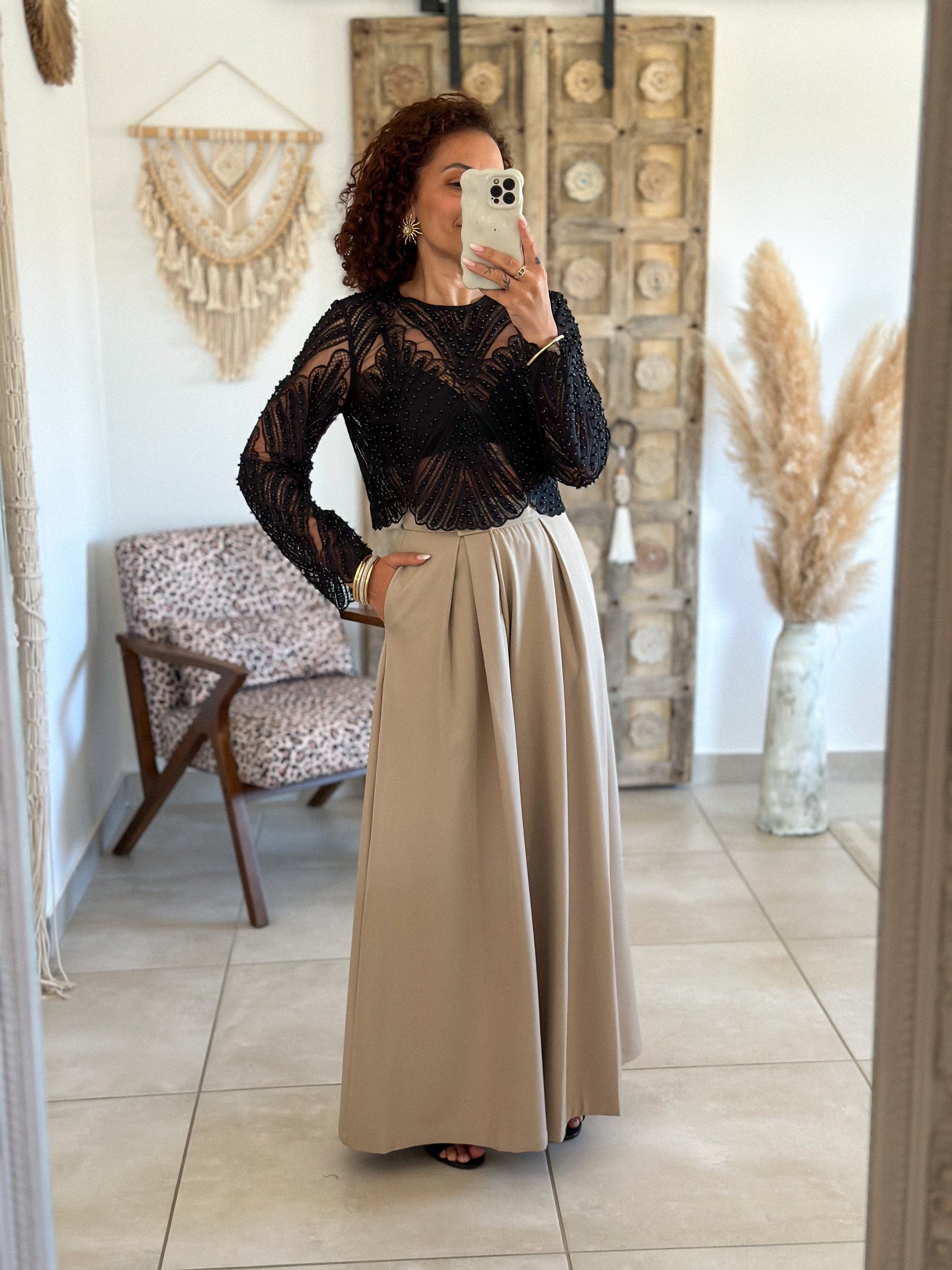 Pantalon Parfait - Palazzo à scratch beige